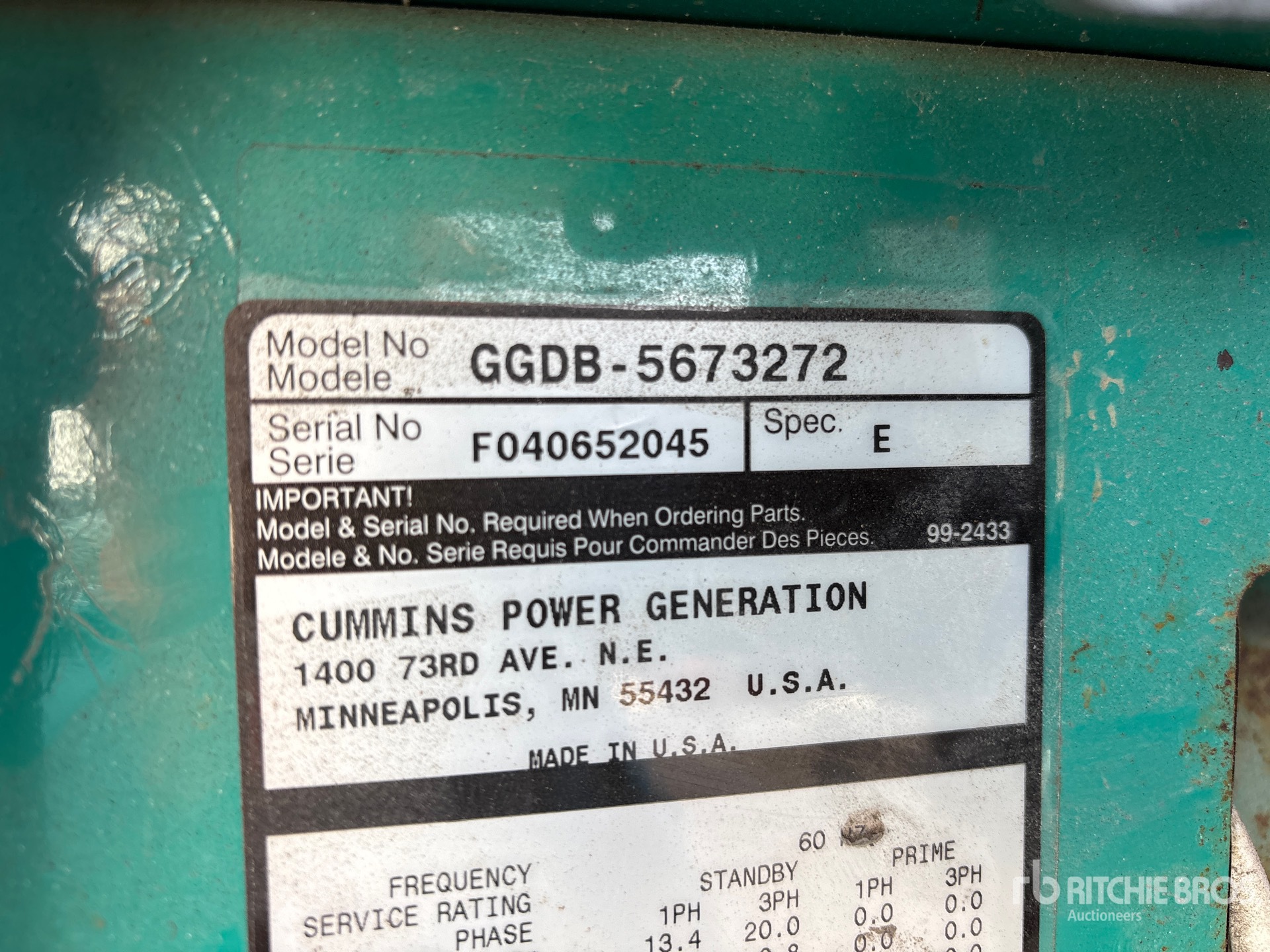 General Appearance with Serial Number / VIN