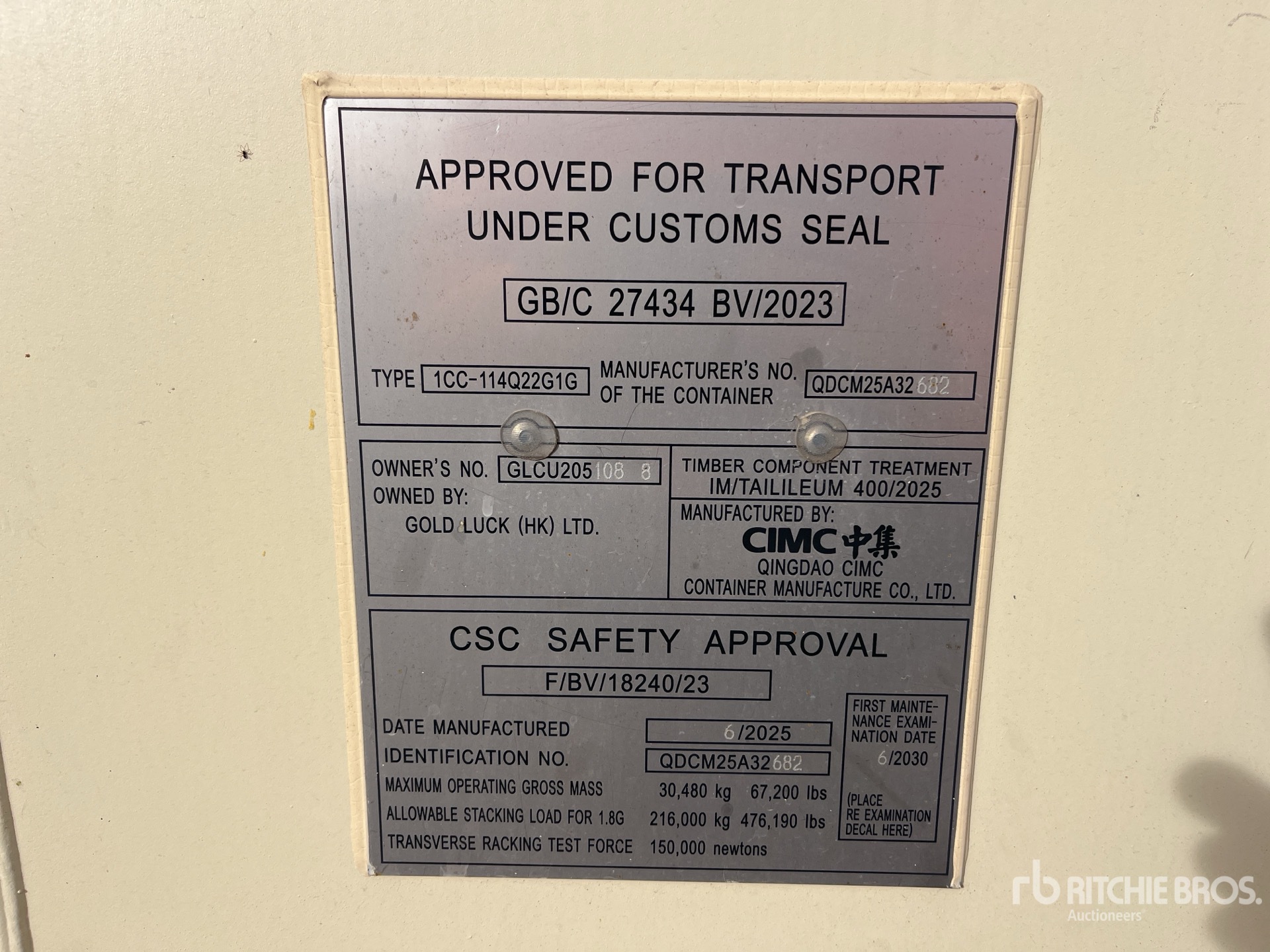 General Appearance with Serial Number / VIN