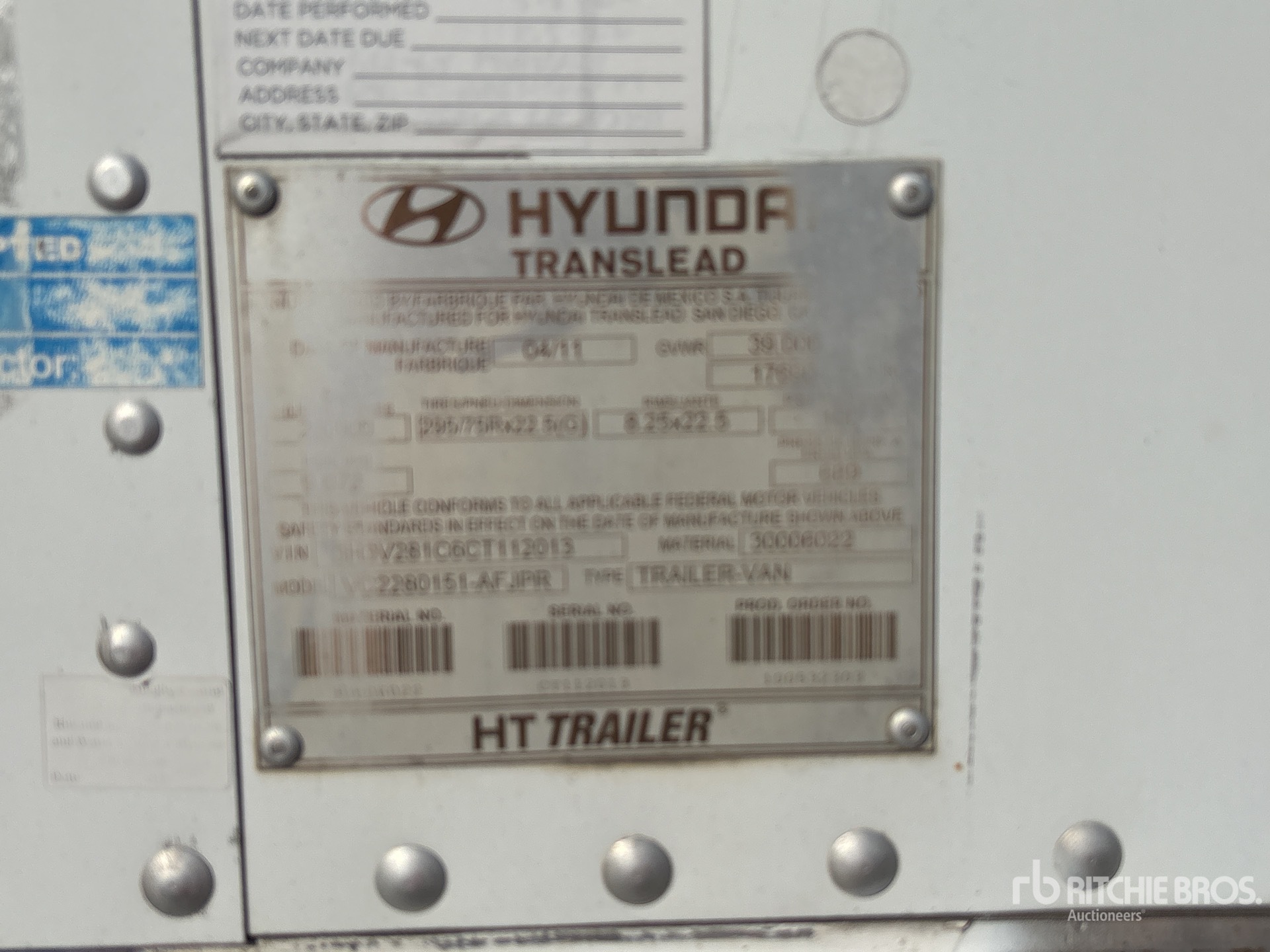 General Appearance with Serial Number / VIN