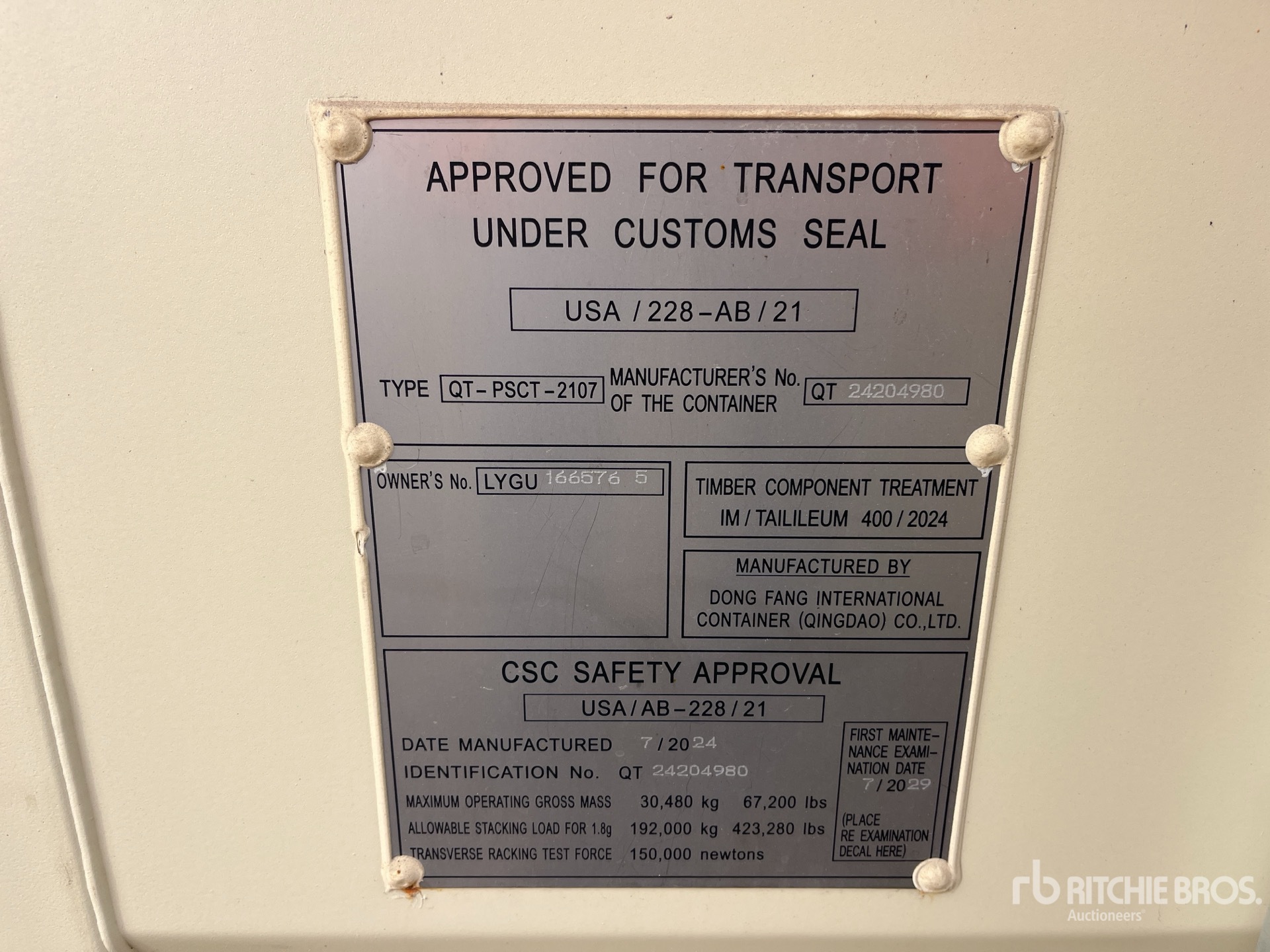 General Appearance with Serial Number / VIN