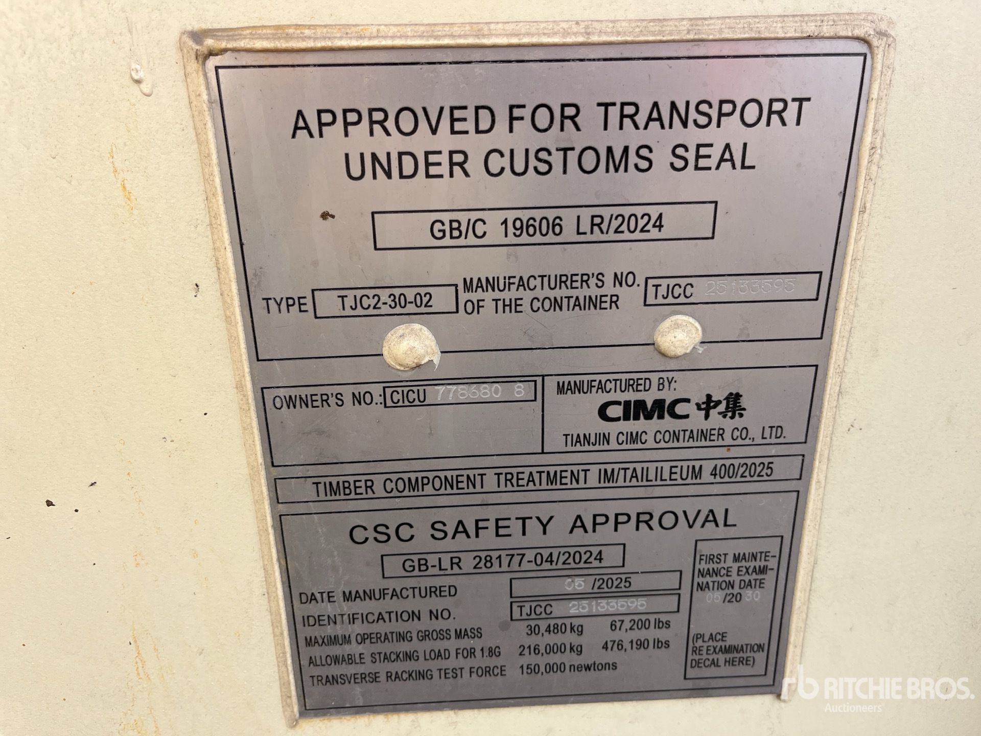 General Appearance with Serial Number / VIN