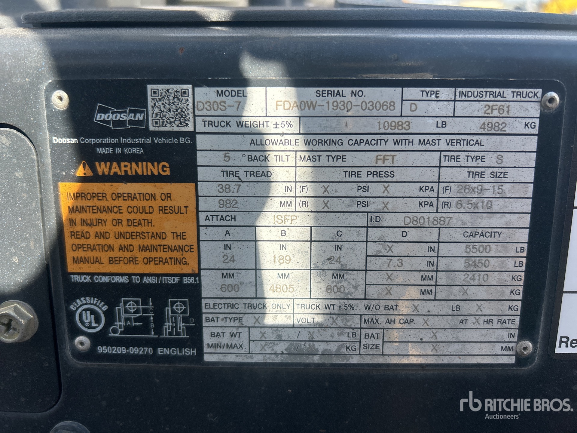 General Appearance with Serial Number / VIN