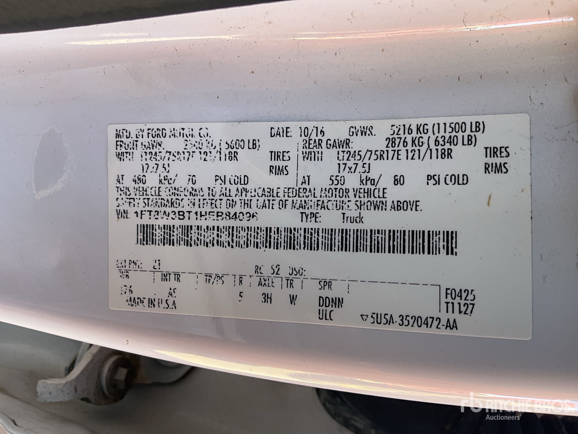 General Appearance with Serial Number / VIN