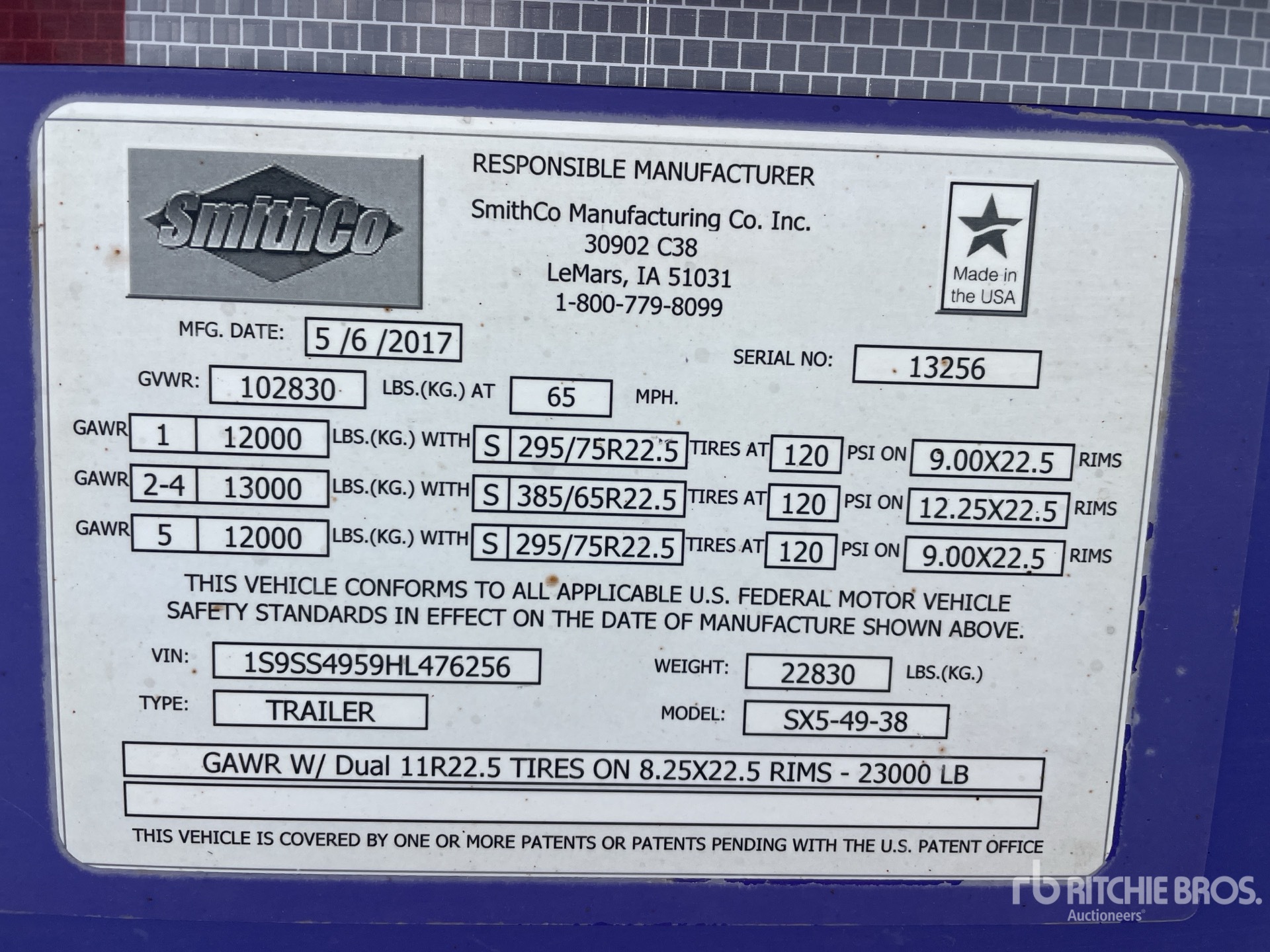 General Appearance with Serial Number / VIN