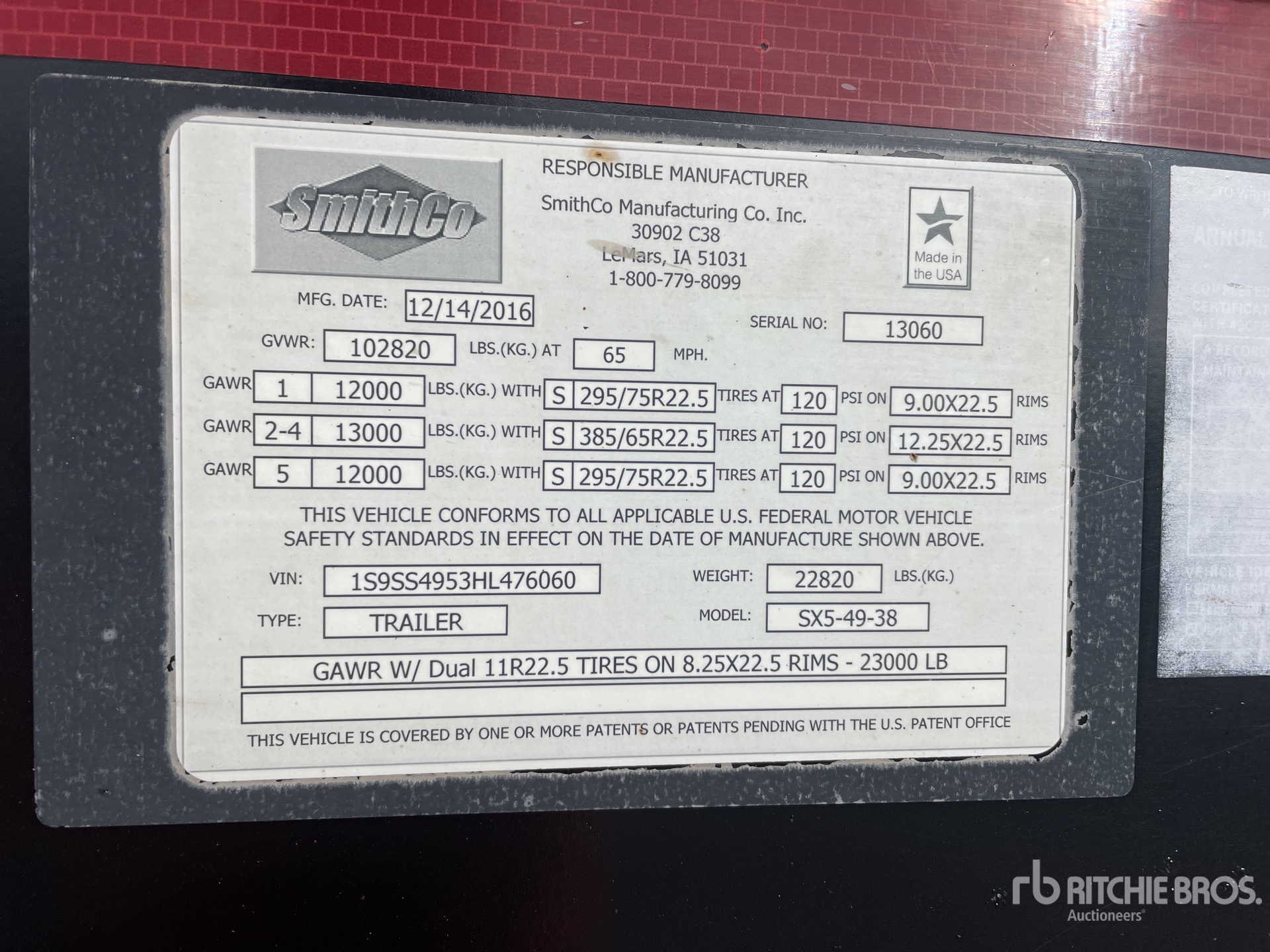 General Appearance with Serial Number / VIN