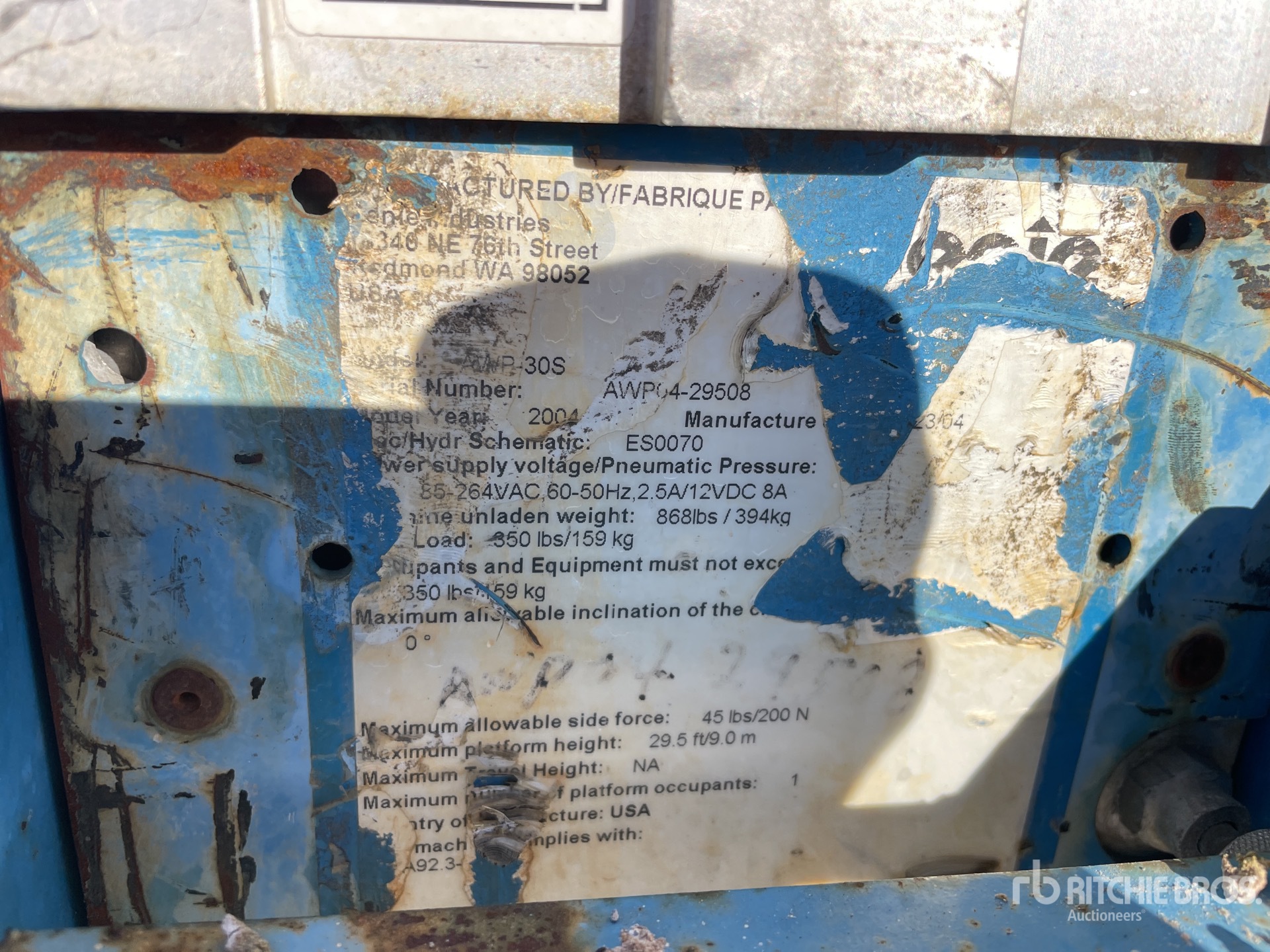 General Appearance with N.º de serie/VIN