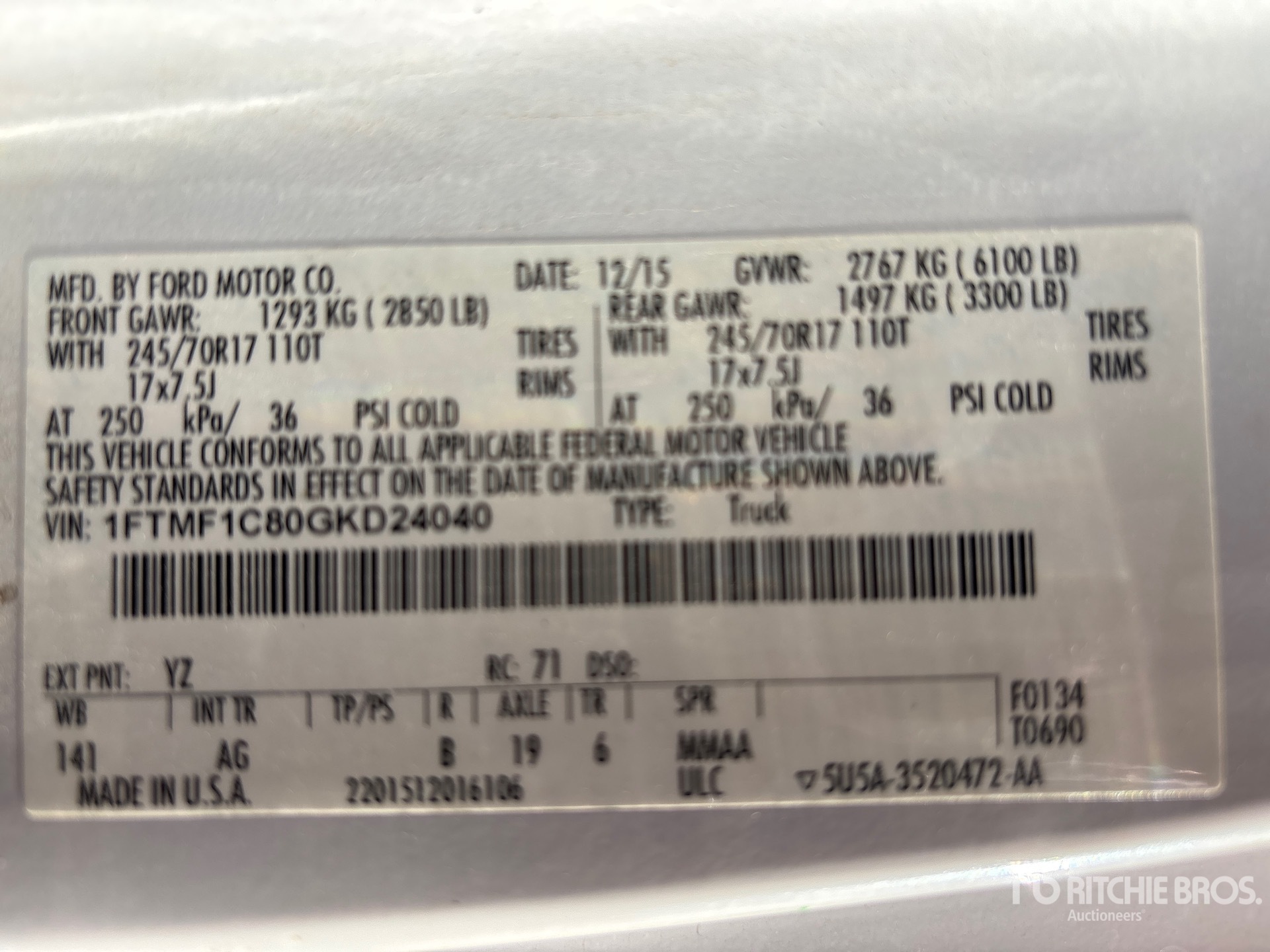 General Appearance with Serial Number / VIN