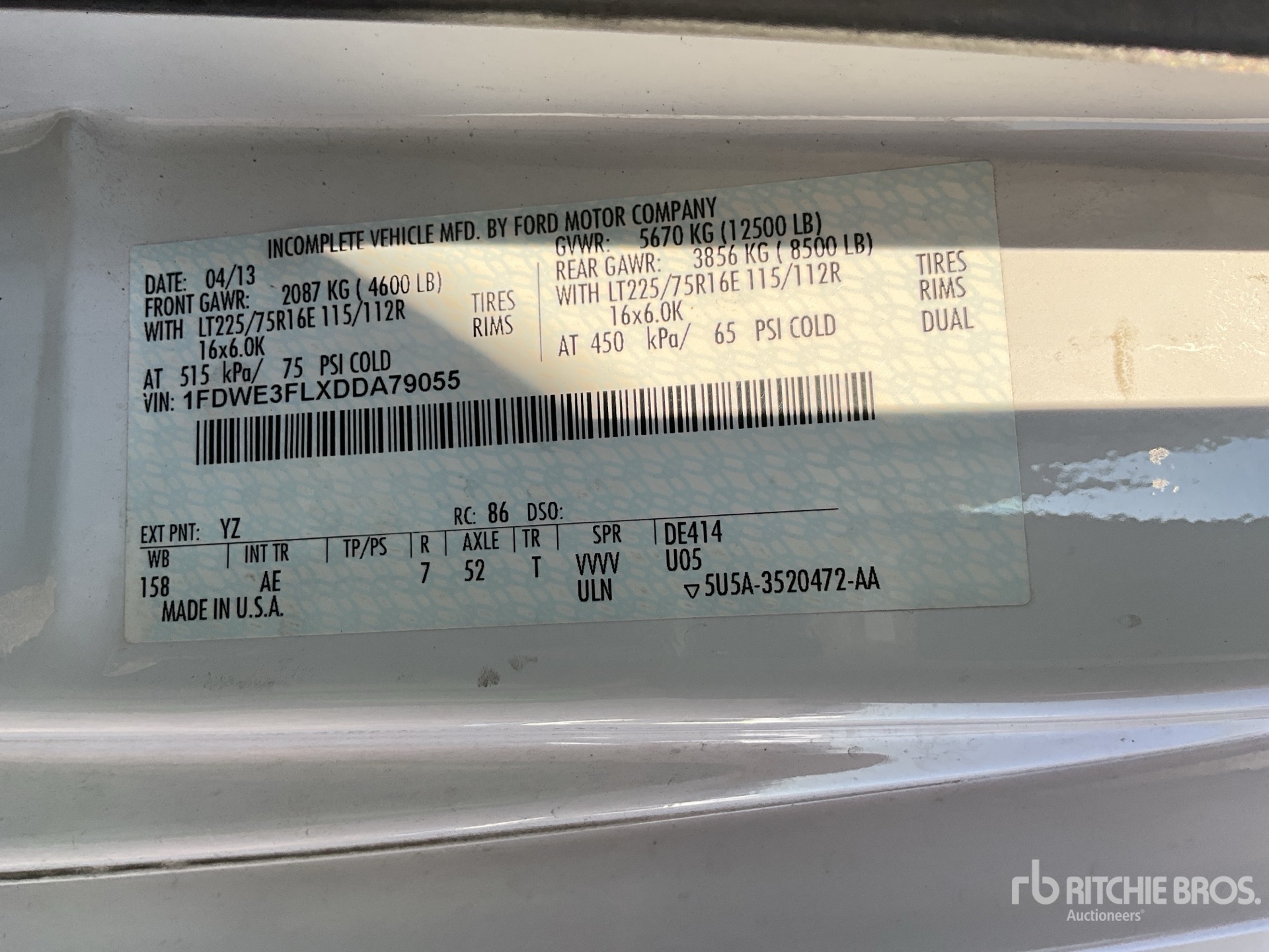 General Appearance with Serial Number / VIN