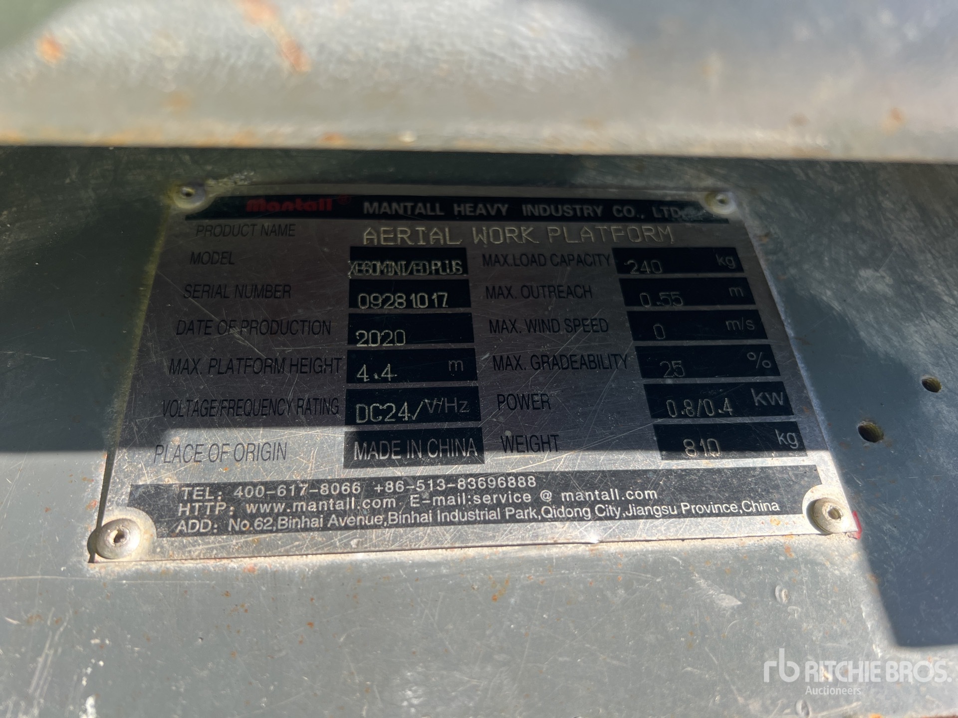 General Appearance with N.º de serie/VIN