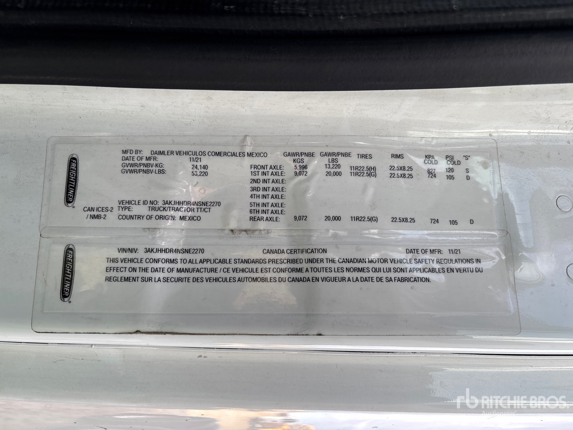 General Appearance with Serial Number / VIN