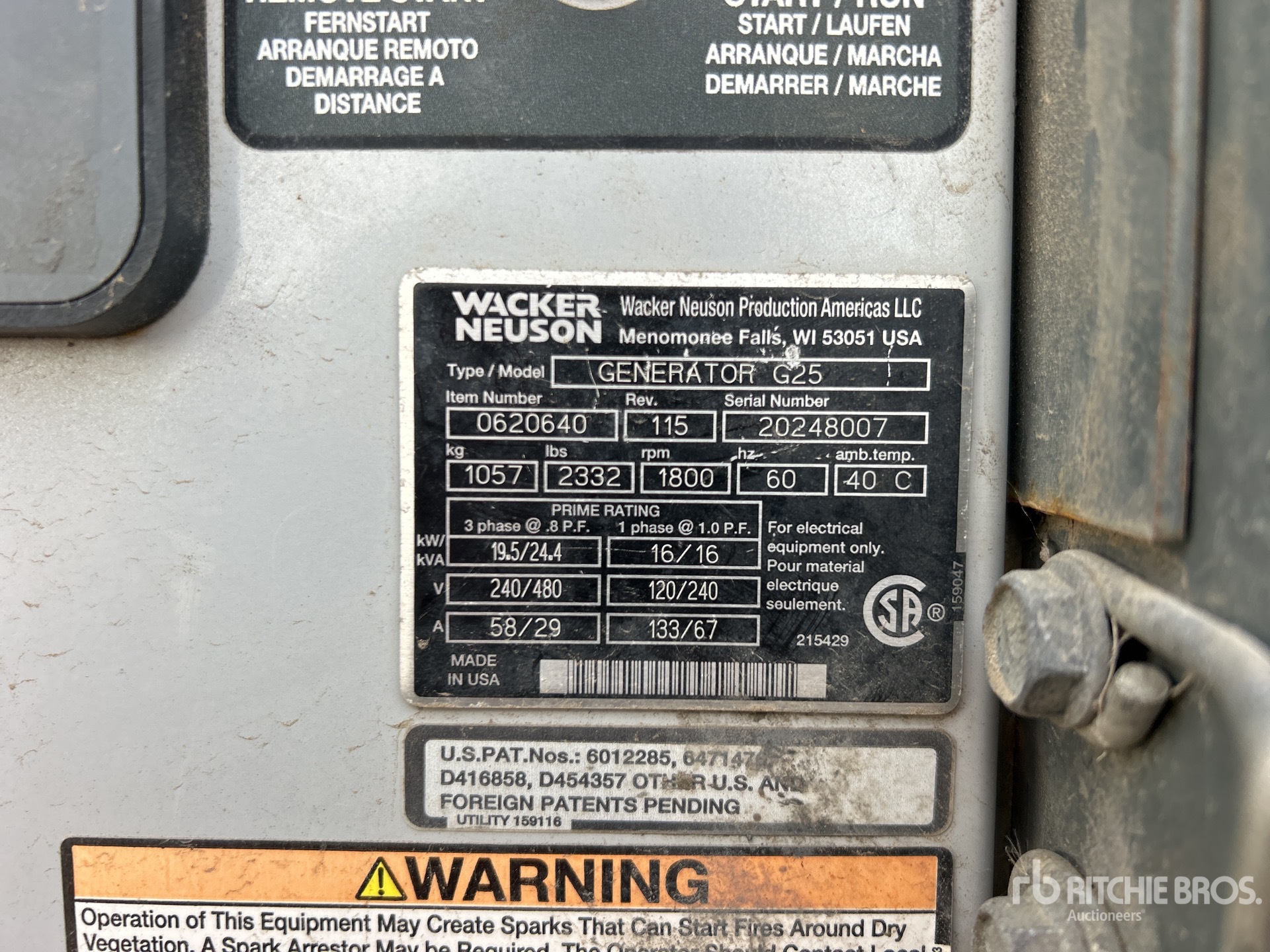 General Appearance with Serial Number / VIN