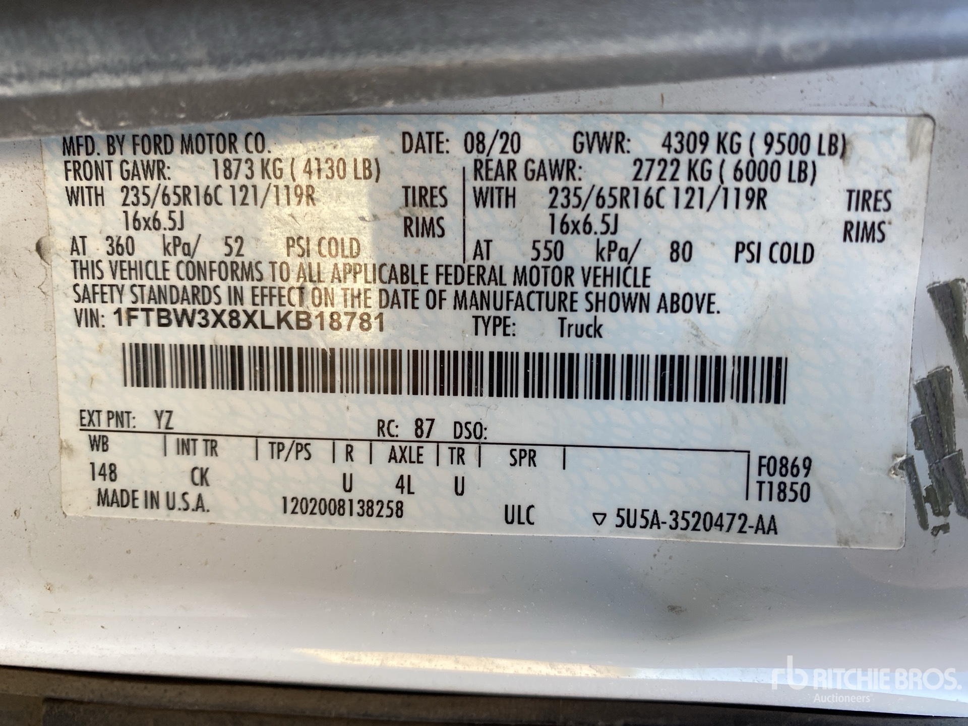 General Appearance with Second Serial Number/VIN Photo