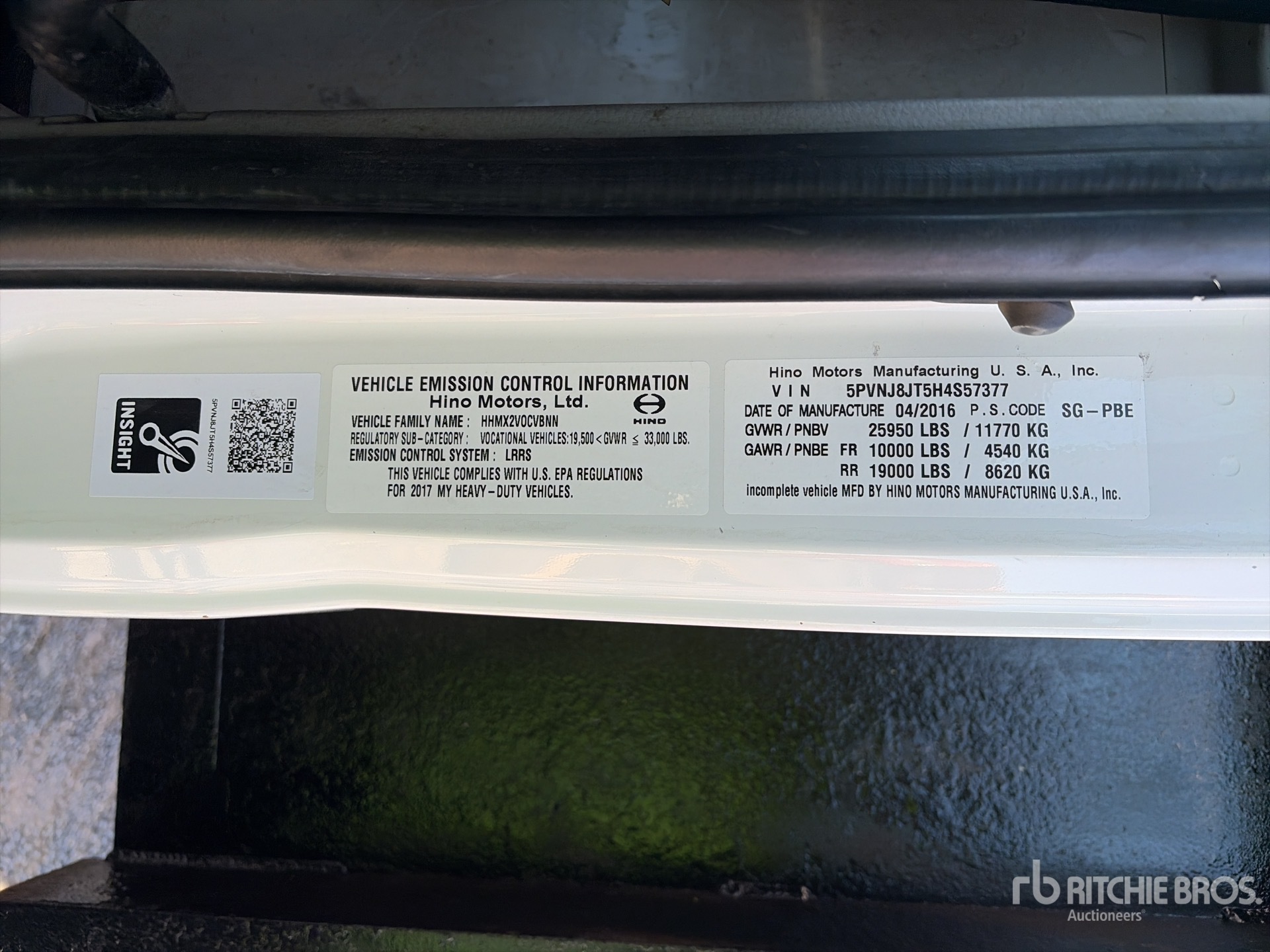 General Appearance with Serial Number / VIN