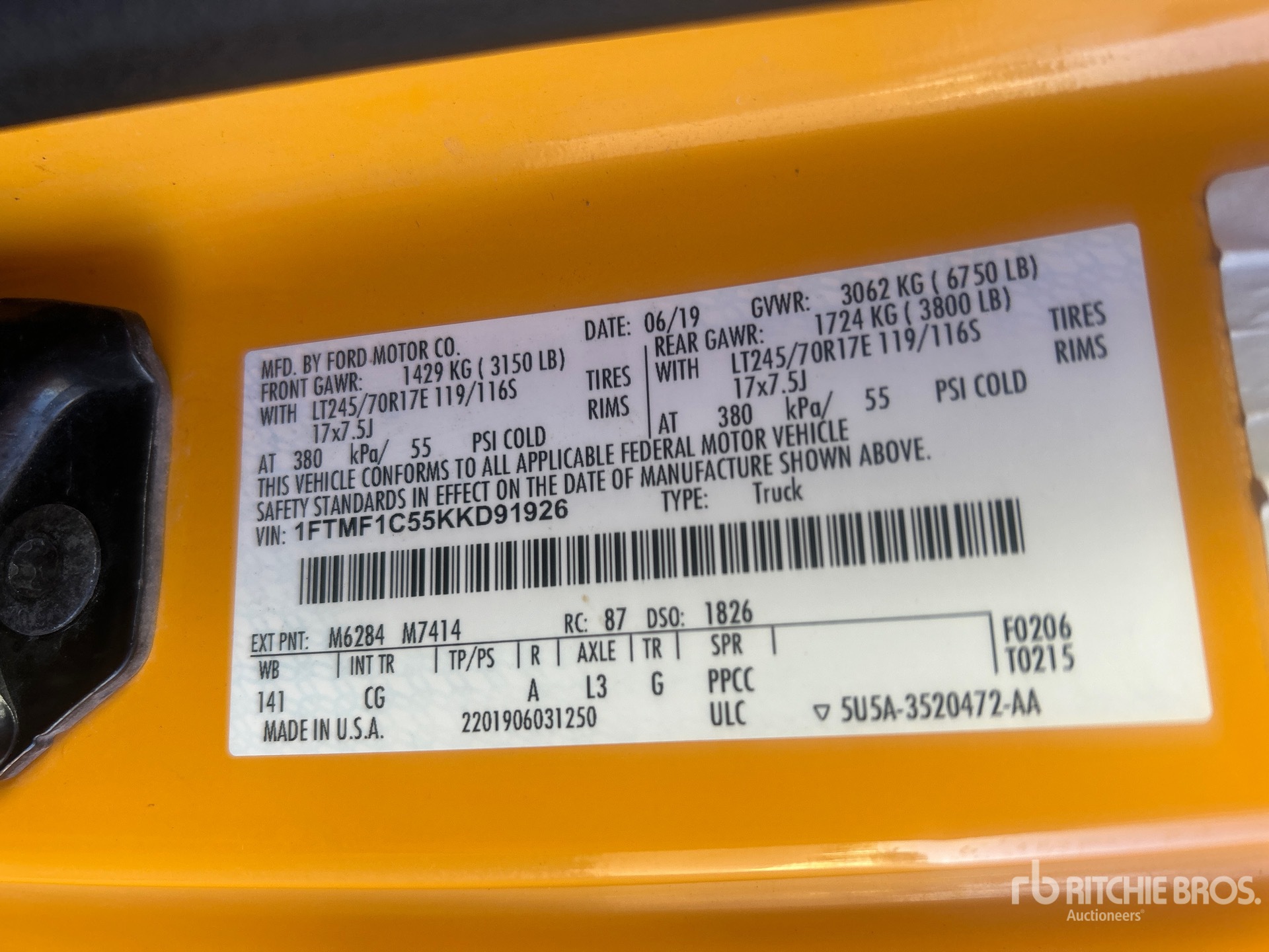 General Appearance with Serial Number / VIN