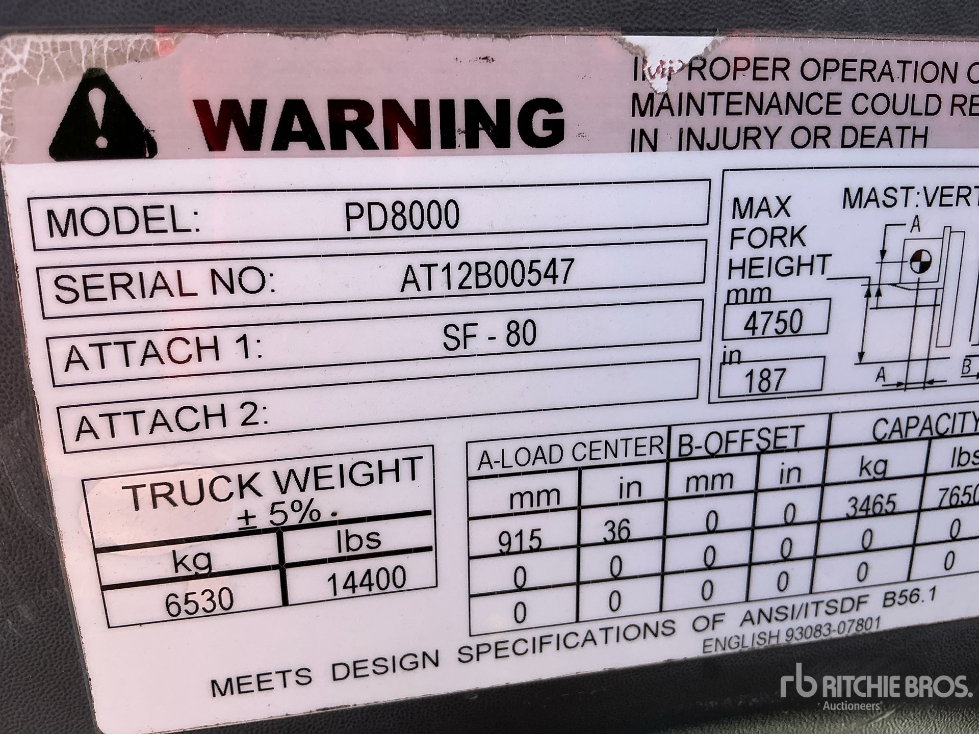 General Appearance with Serial Number / VIN