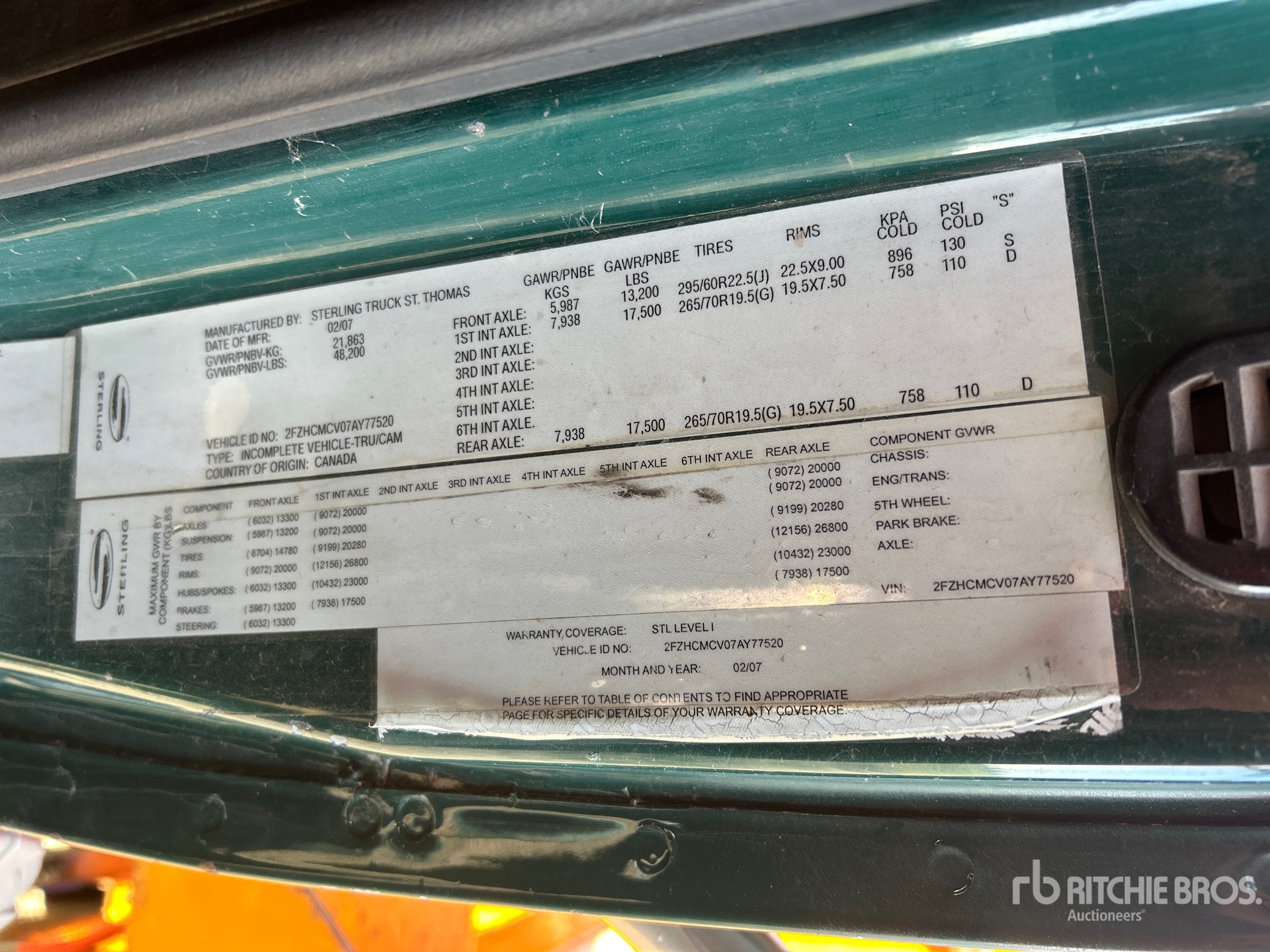 General Appearance with Serial Number / VIN