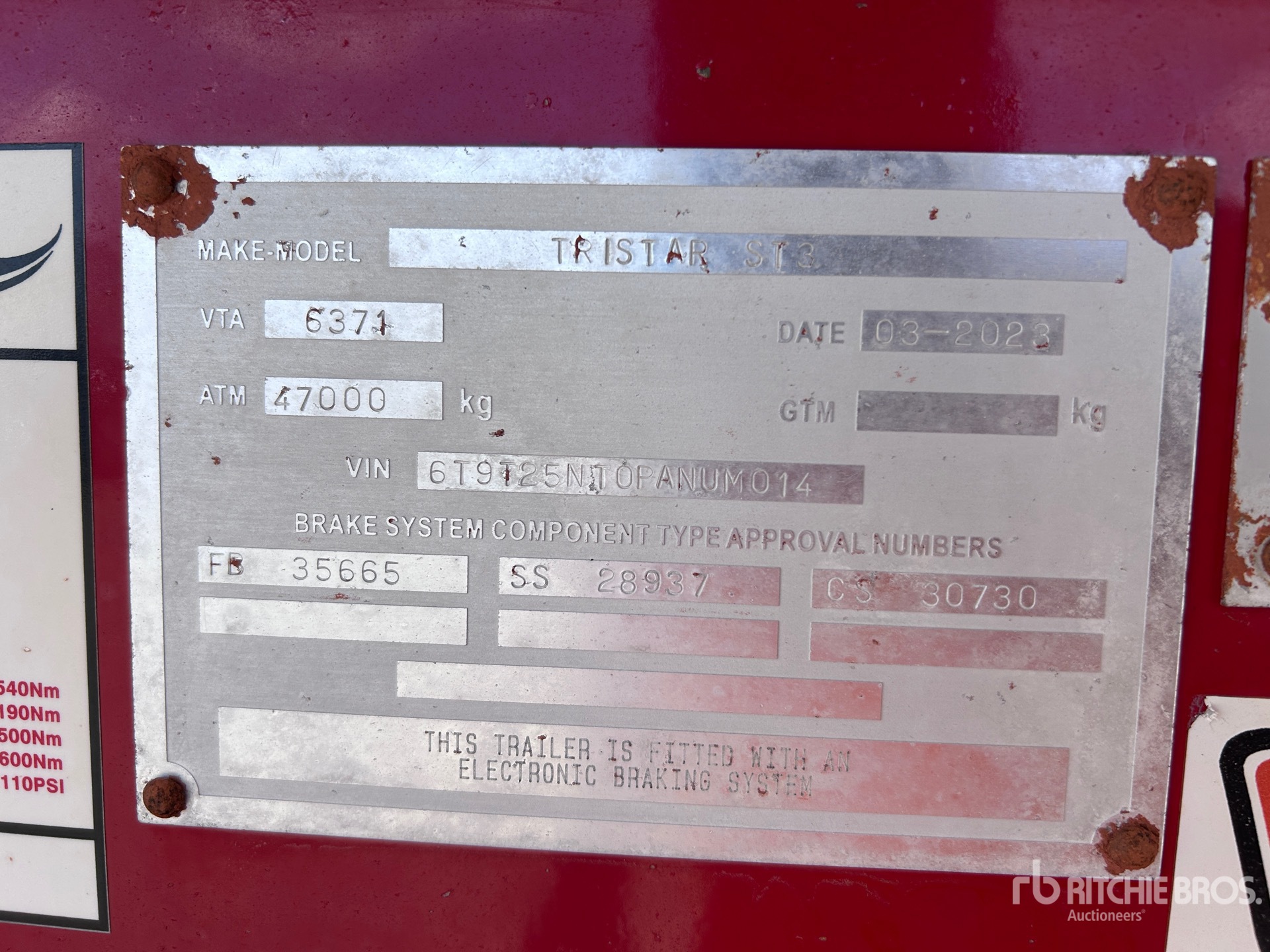 General Appearance with Serial Number / VIN