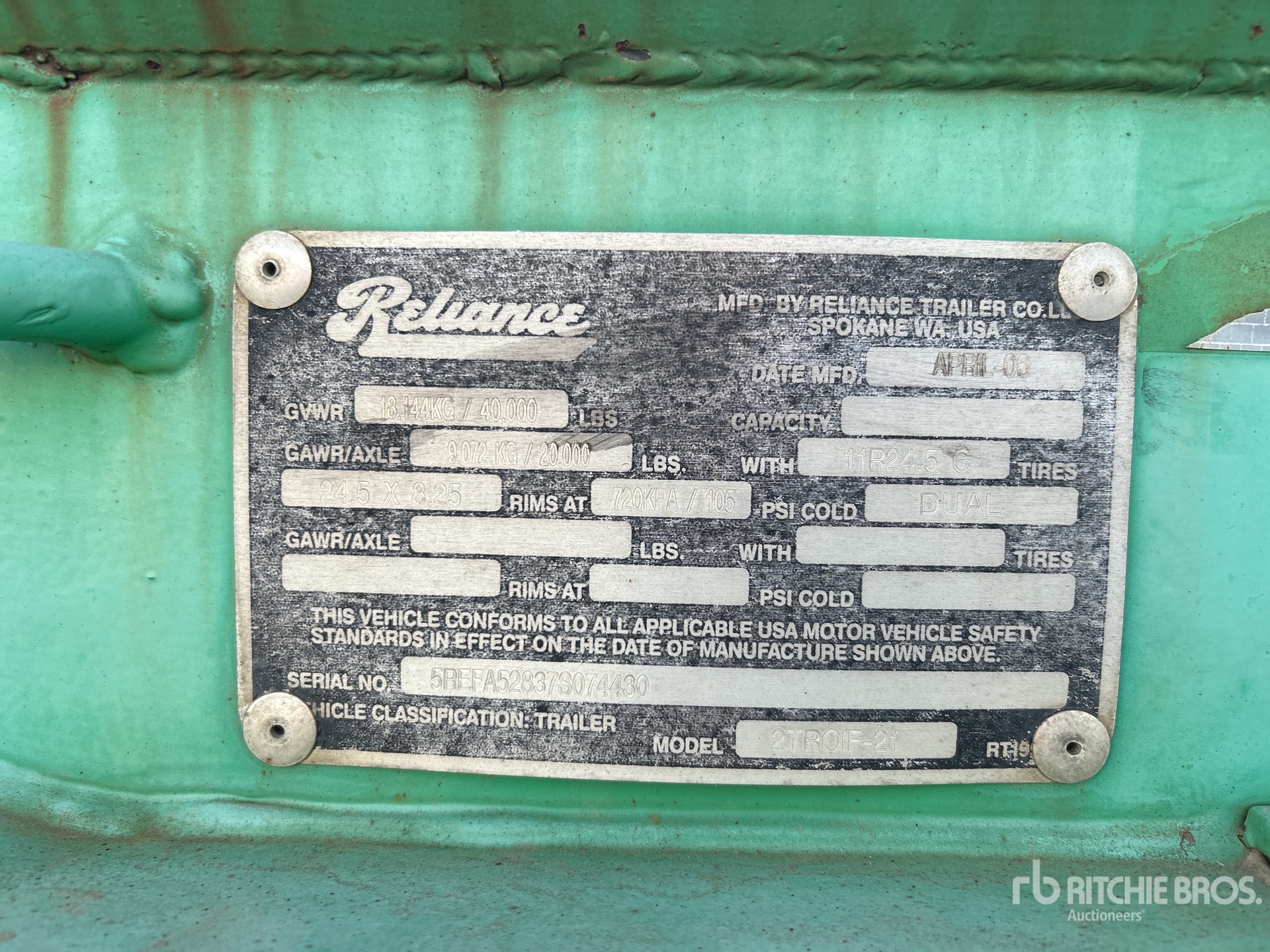 General Appearance with Serial Number / VIN