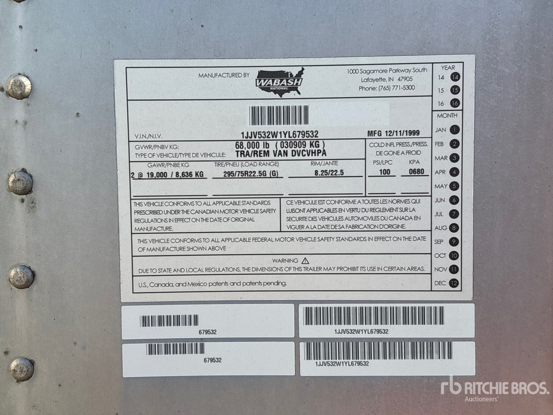 General Appearance with Serial Number / VIN