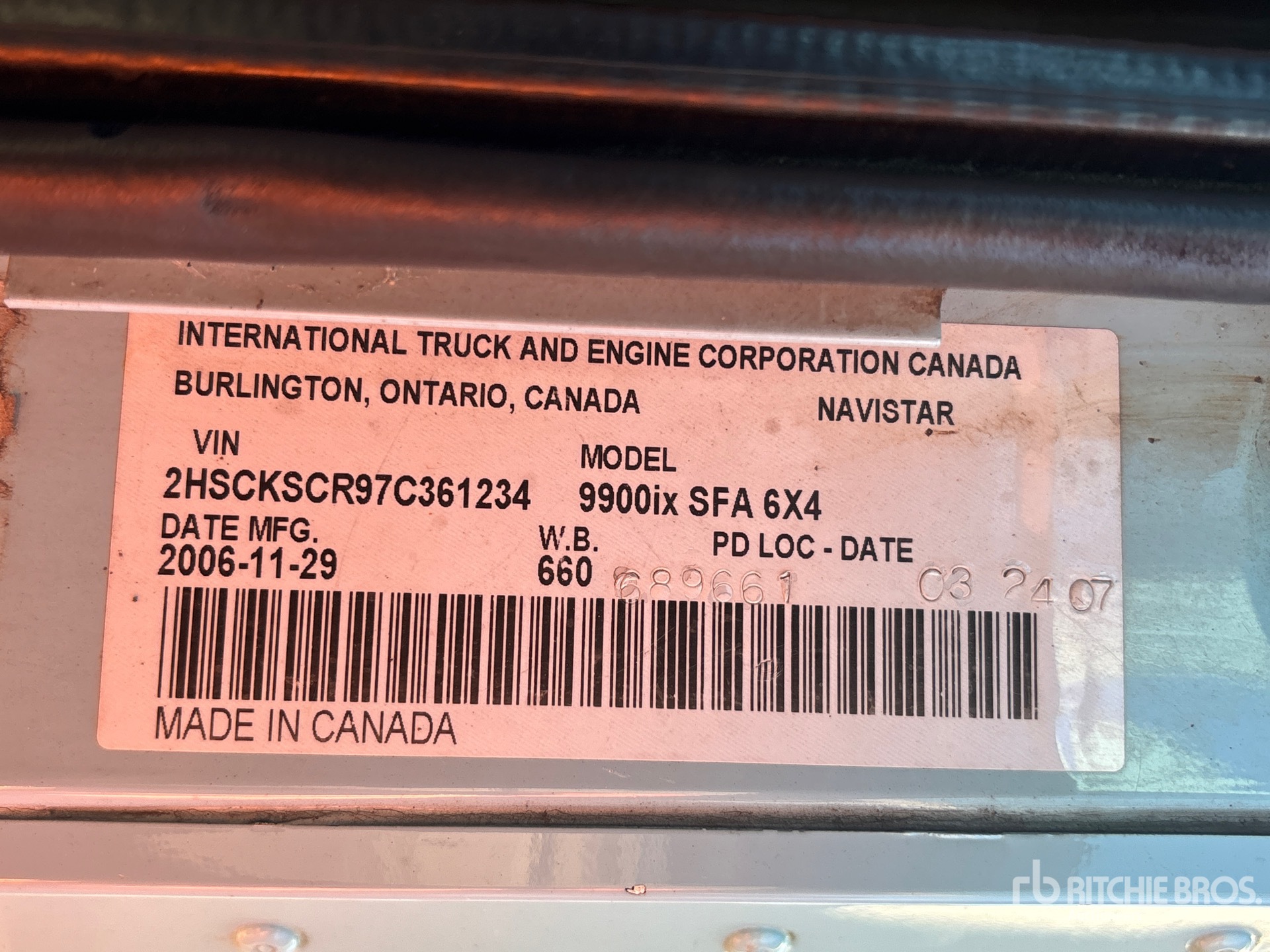 General Appearance with Serial Number / VIN