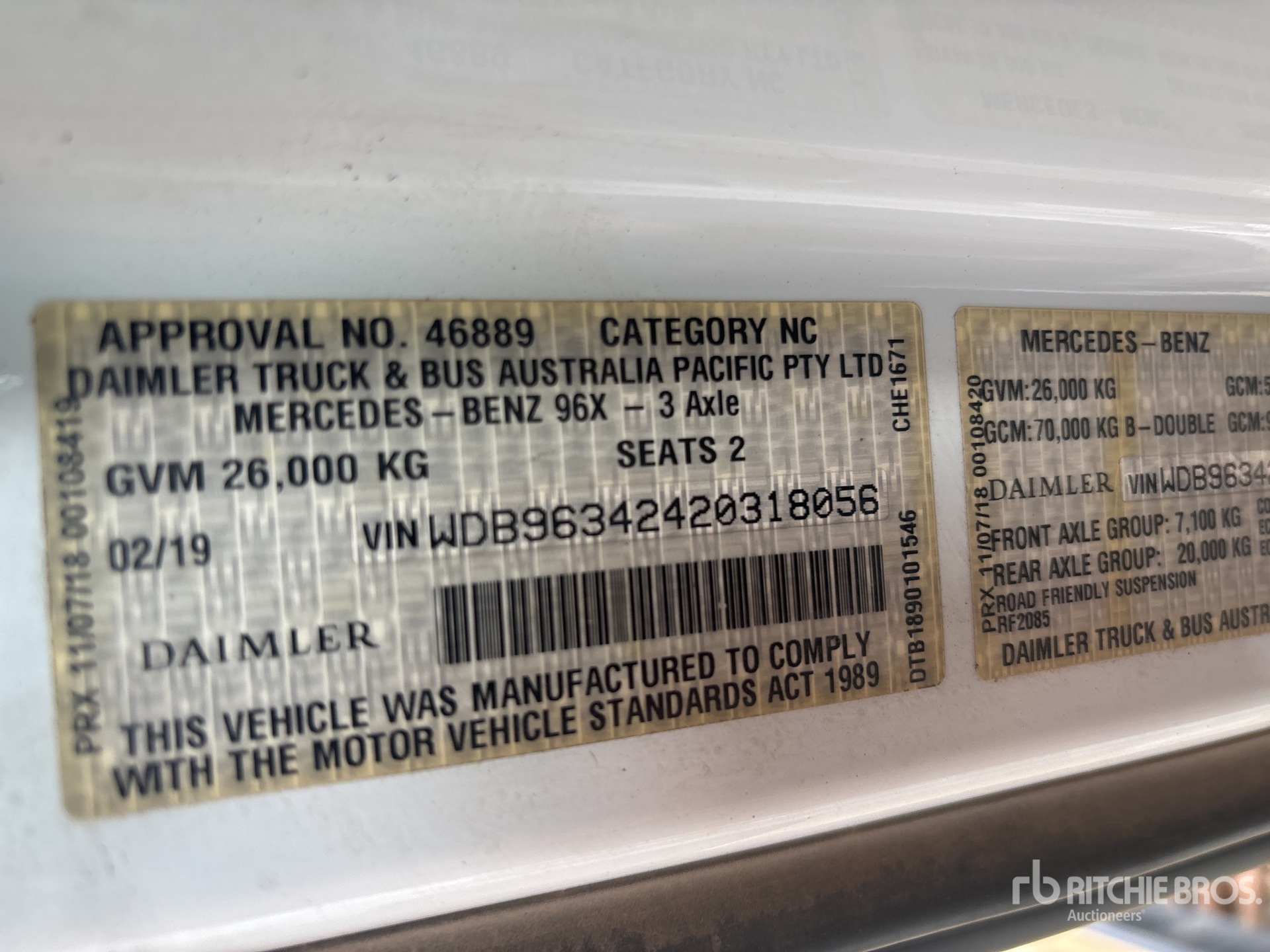 General Appearance with Serial Number / VIN