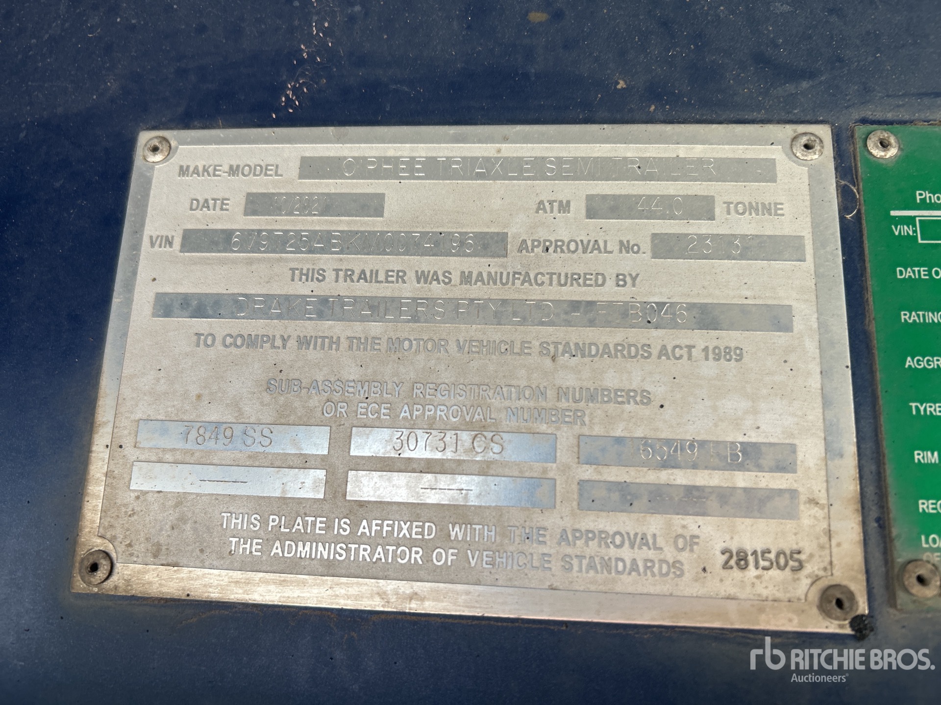 General Appearance with Serial Number / VIN