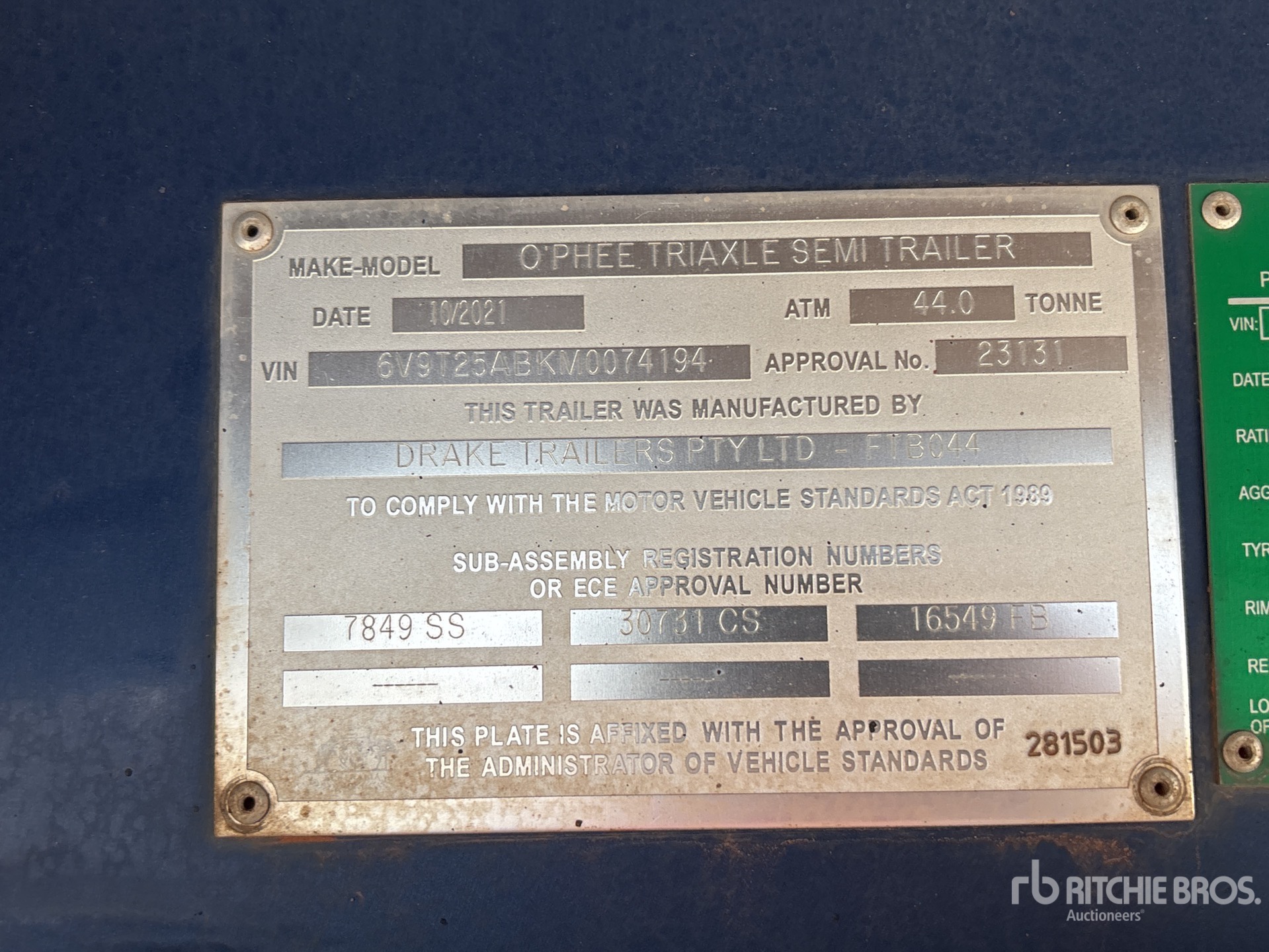 General Appearance with Serial Number / VIN