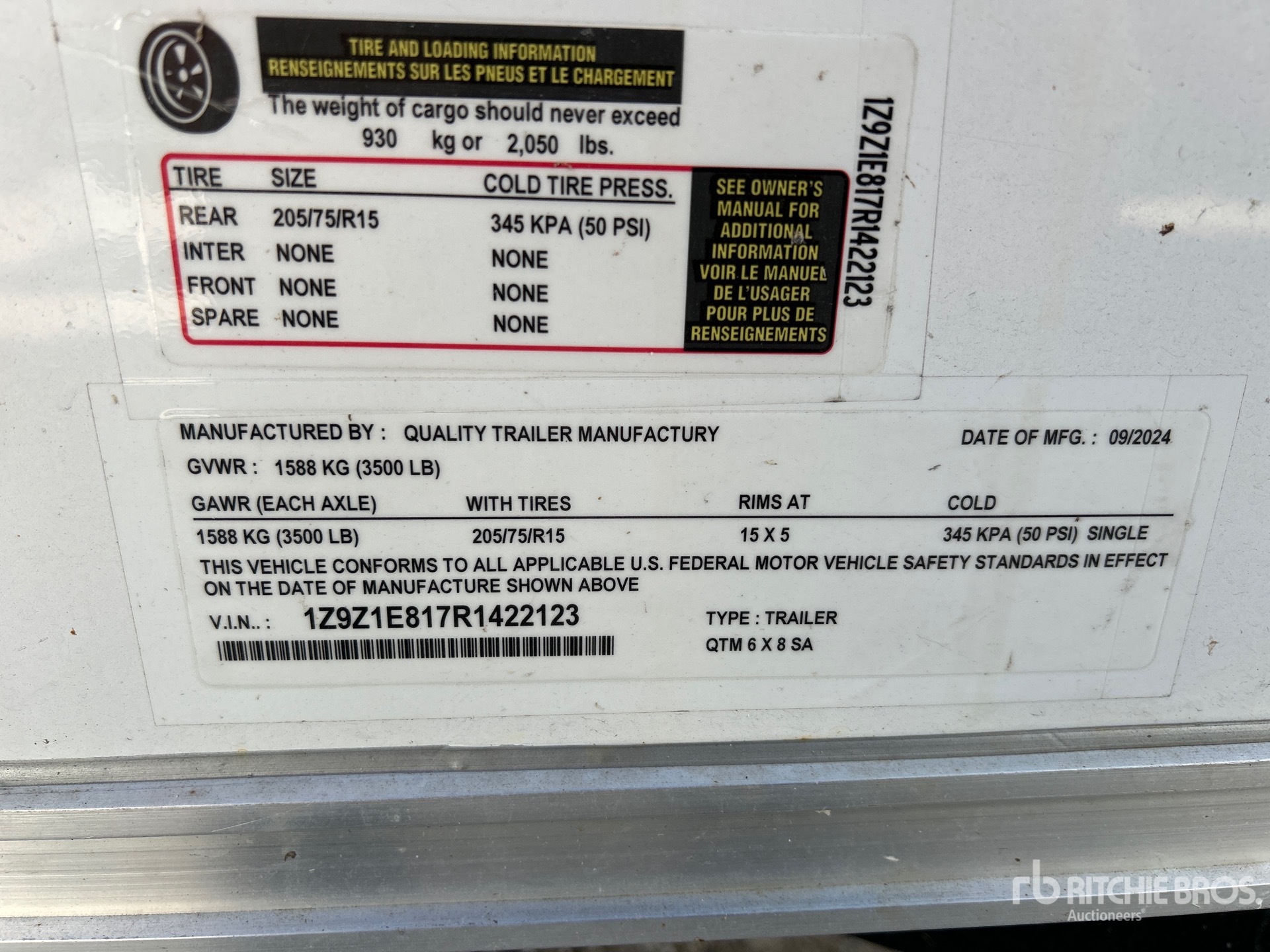 General Appearance with Serial Number / VIN