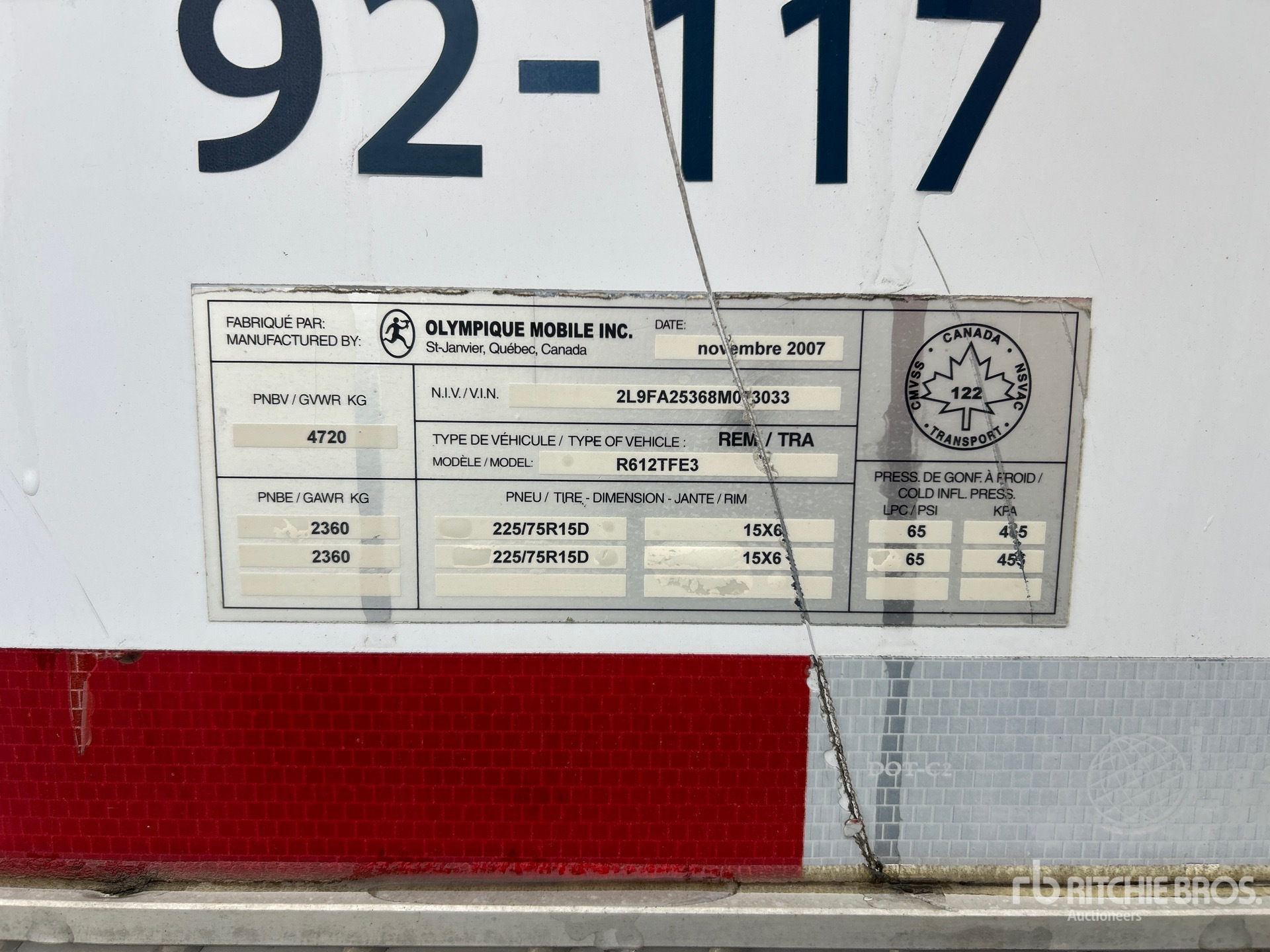 General Appearance with Serial Number / VIN