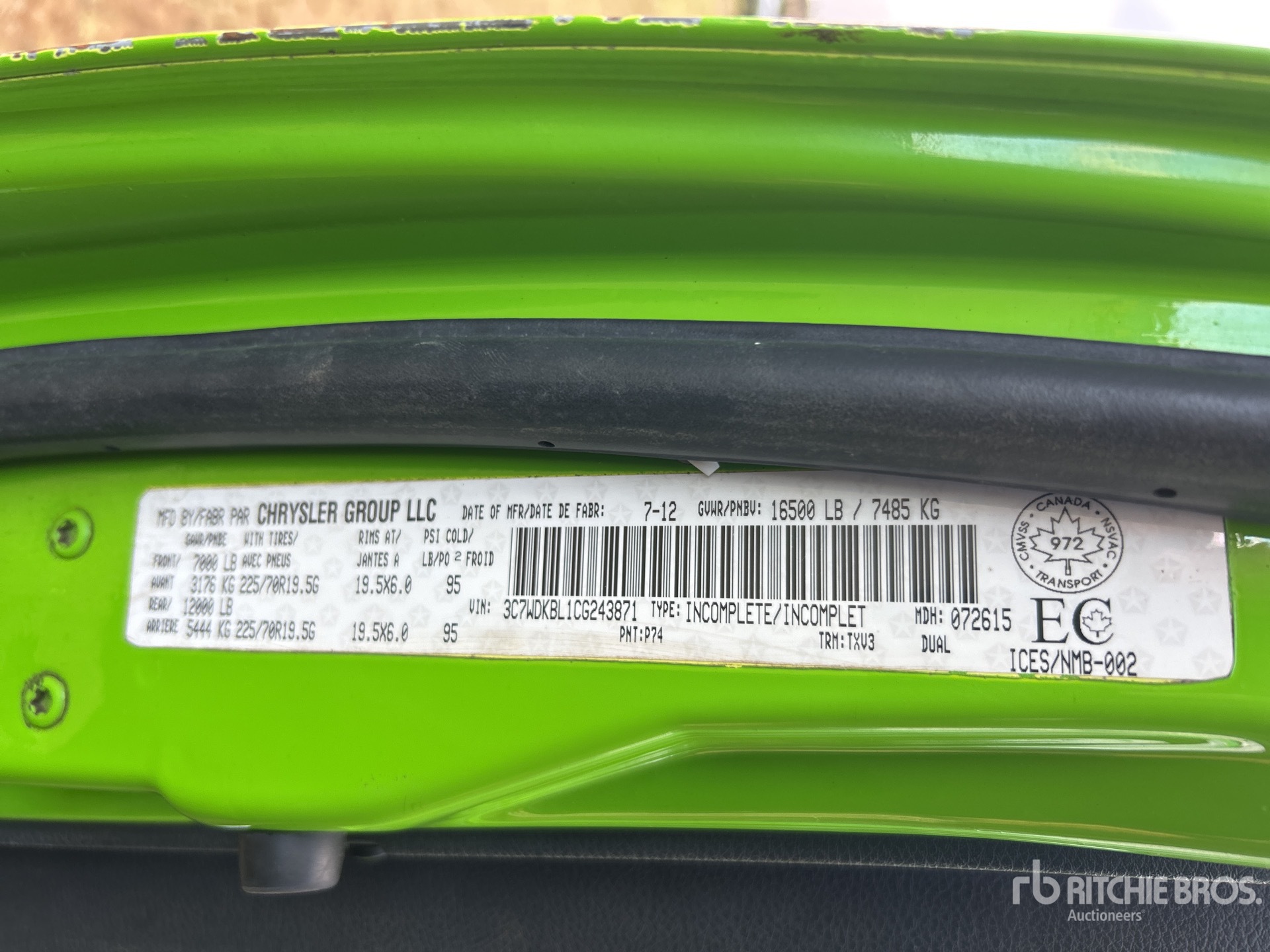 General Appearance with Serial Number / VIN