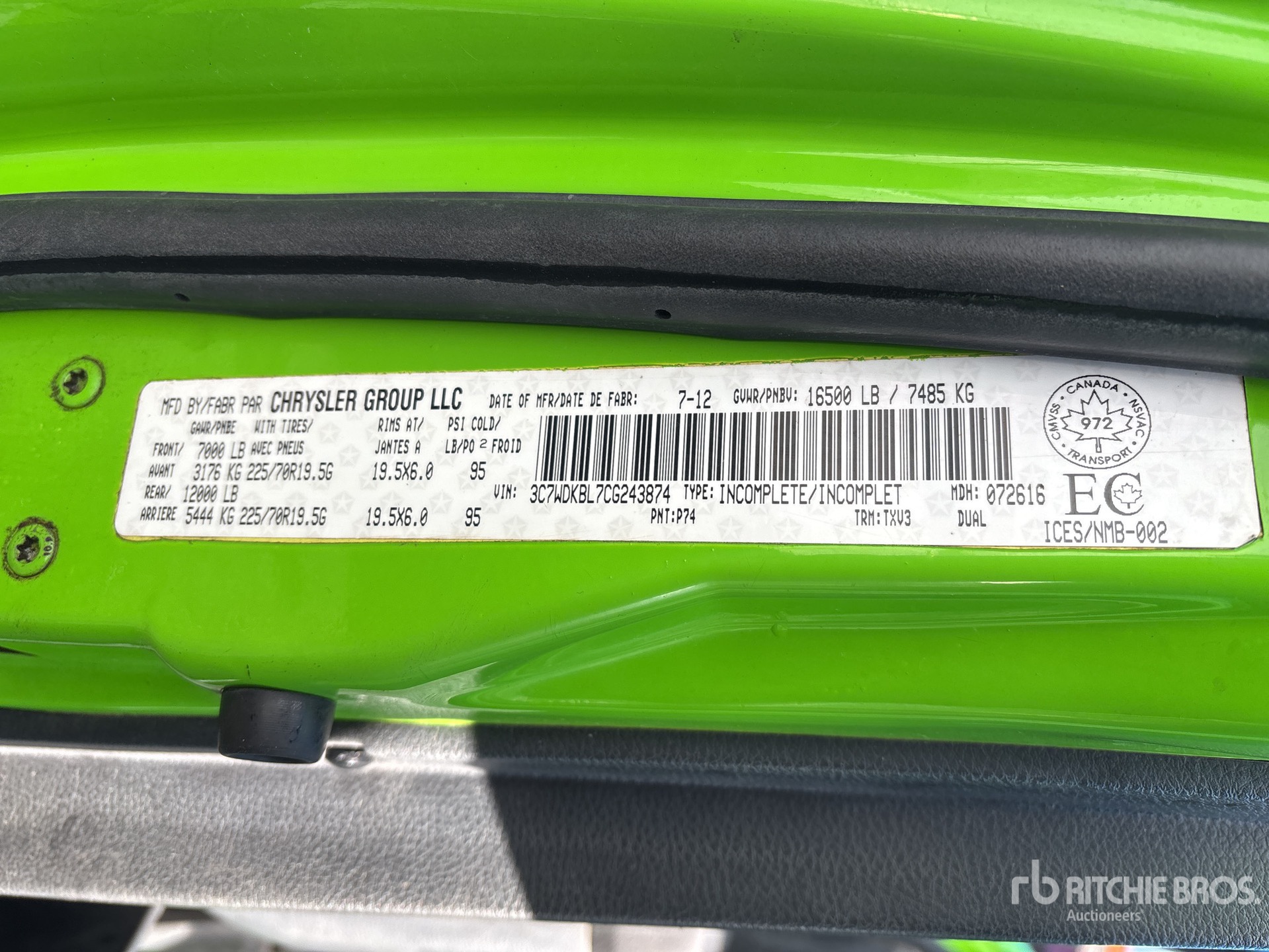 General Appearance with N.º de serie/VIN