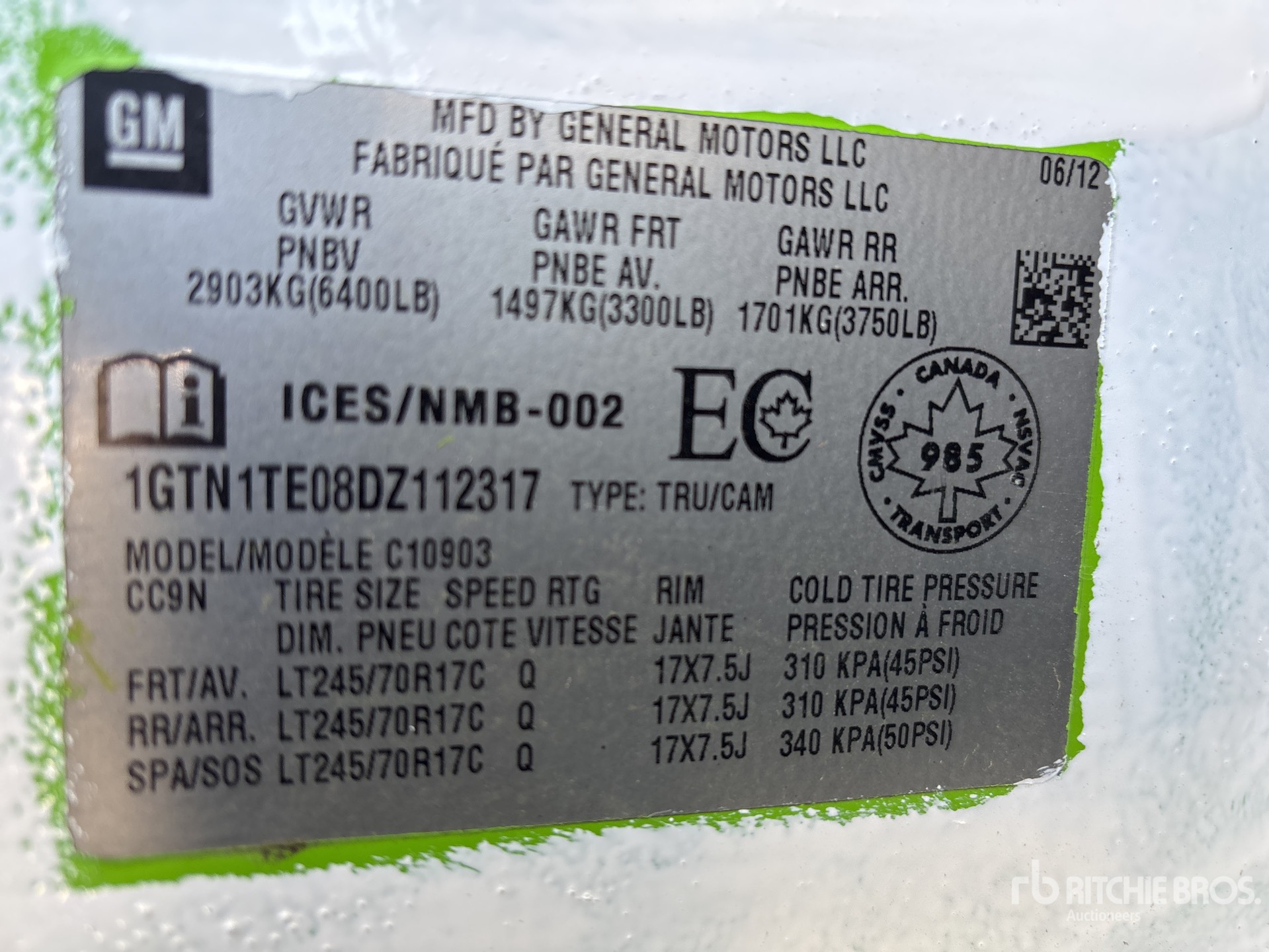 General Appearance with Serial Number / VIN