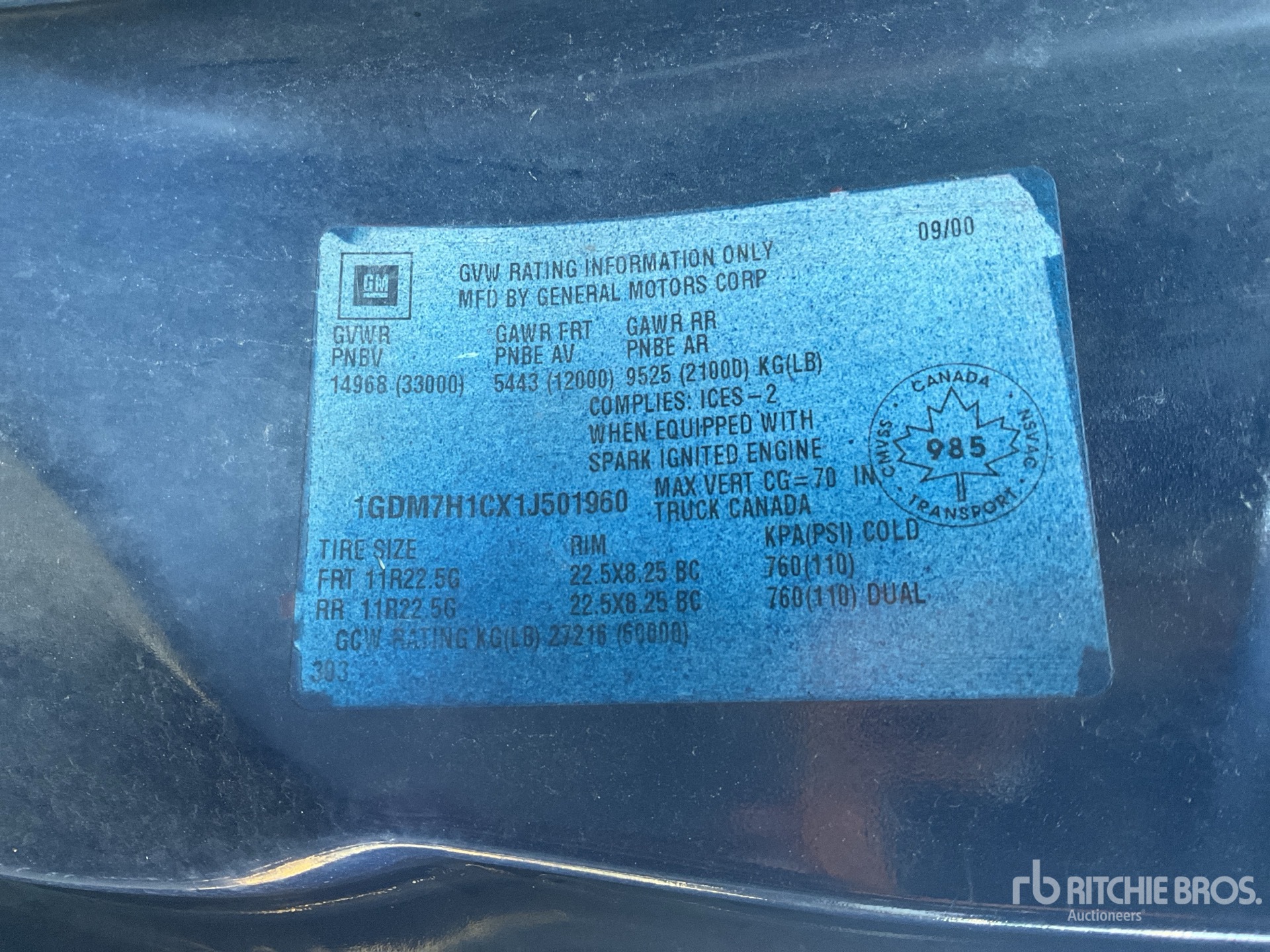 General Appearance with Serial Number / VIN