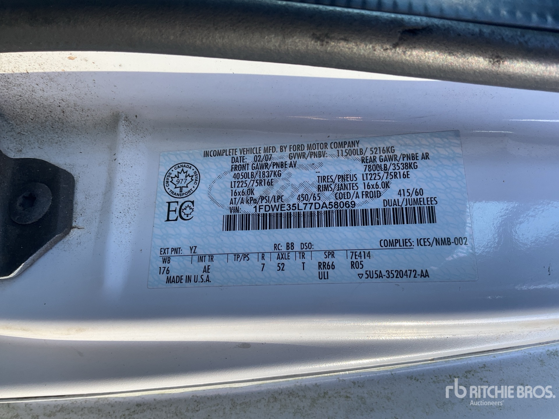 General Appearance with N.º de serie/VIN