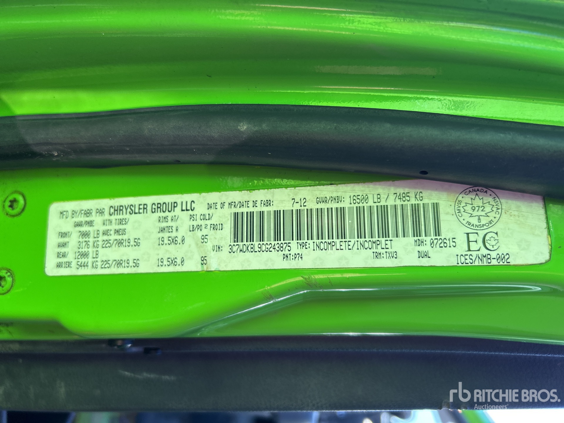 General Appearance with Serial Number / VIN