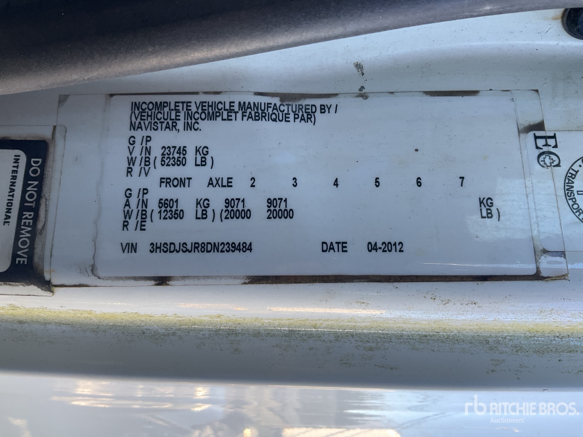 General Appearance with Serial Number / VIN