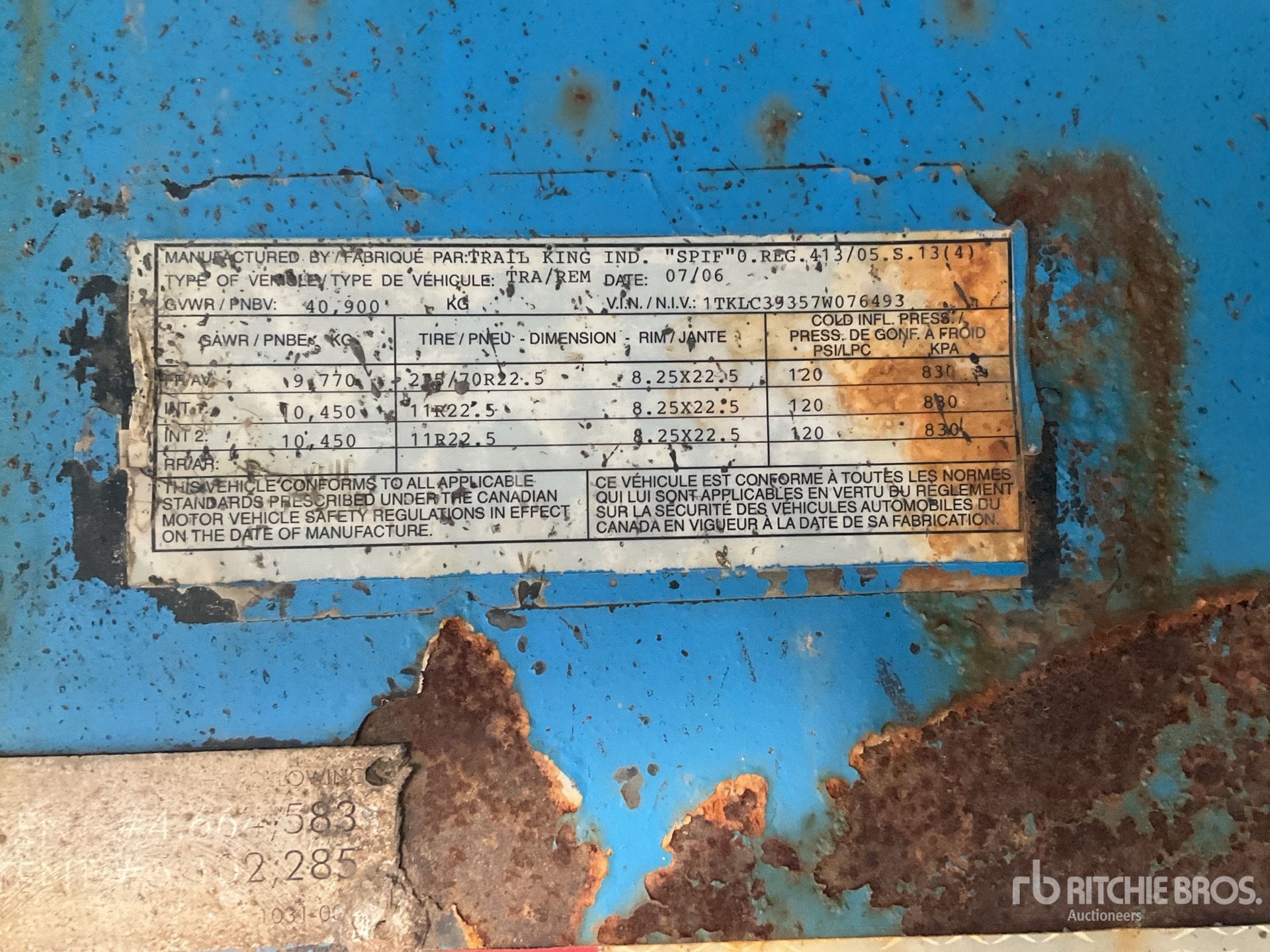 General Appearance with Serial Number / VIN