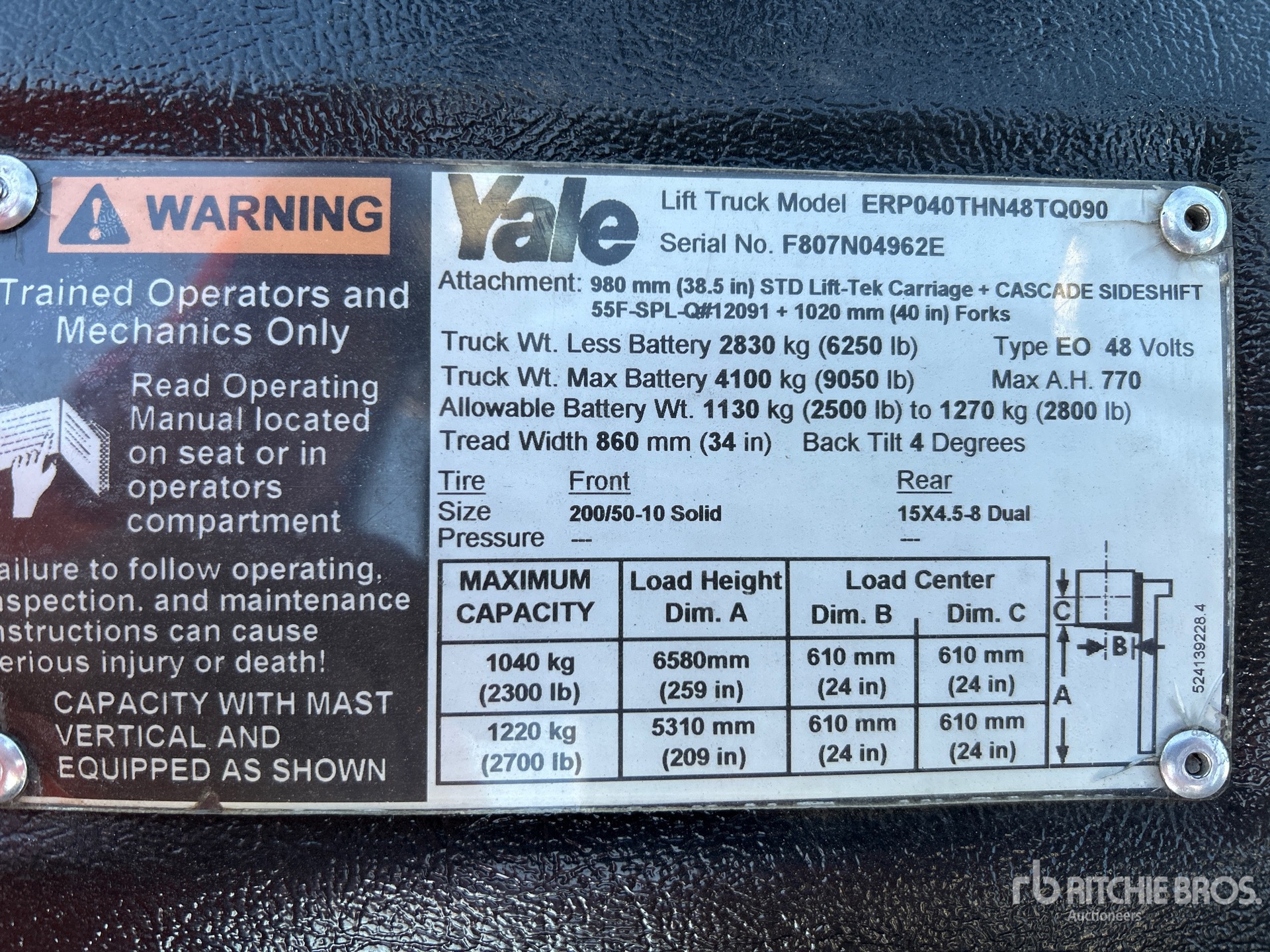 General Appearance with Serial Number / VIN