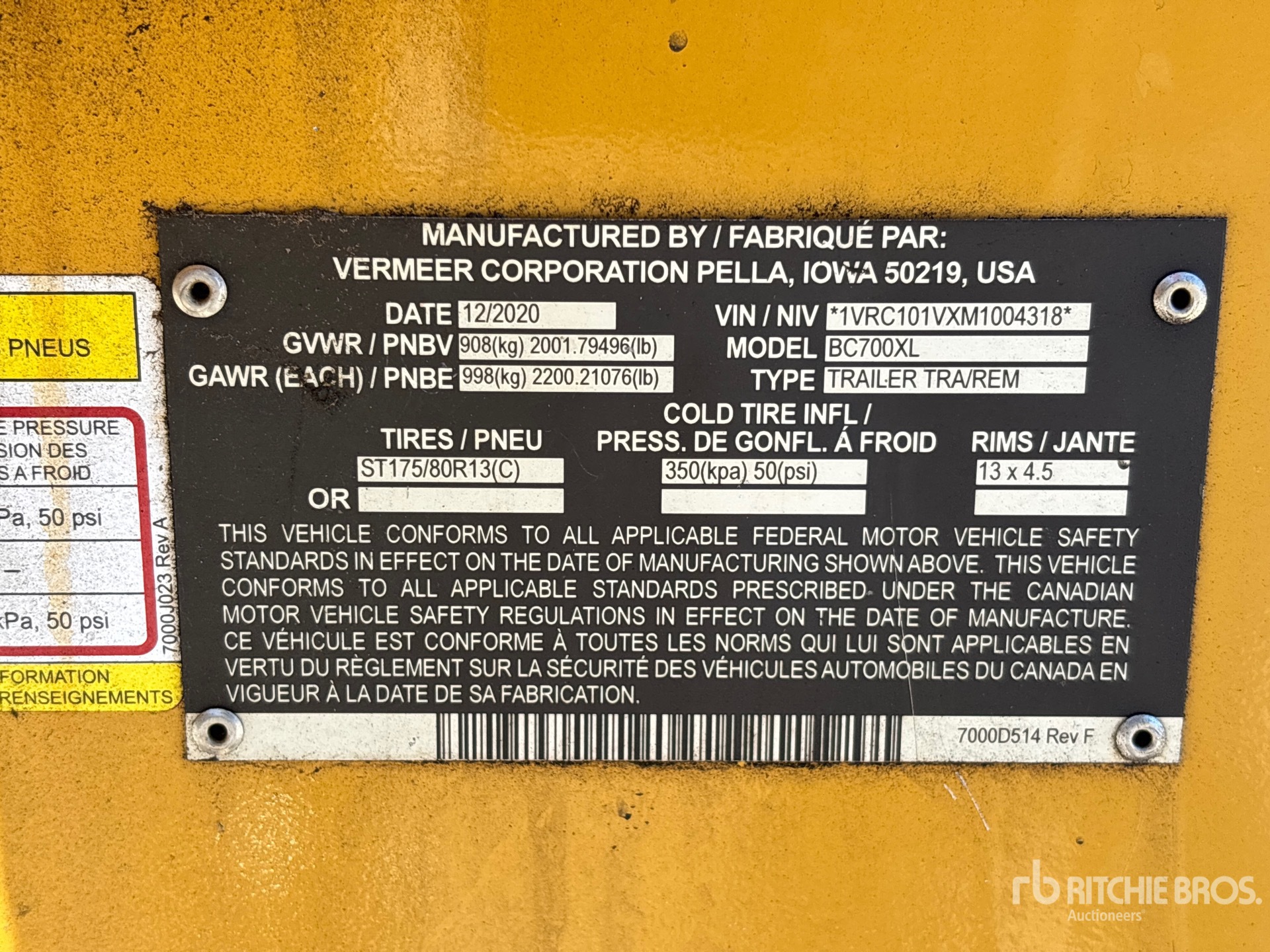 General Appearance with Serial Number / VIN