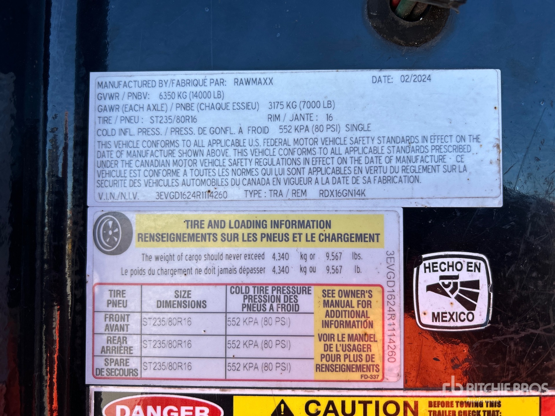 General Appearance with Serial Number / VIN