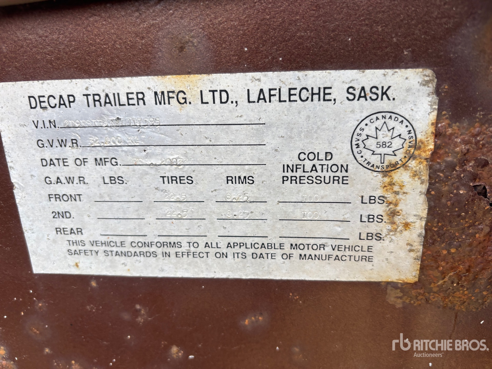 General Appearance with Serial Number / VIN