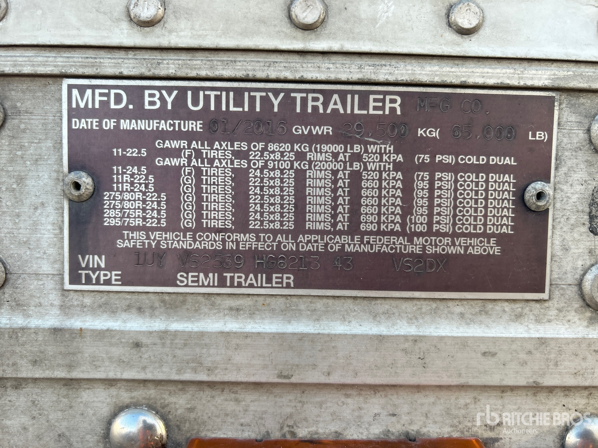 General Appearance with Serial Number / VIN