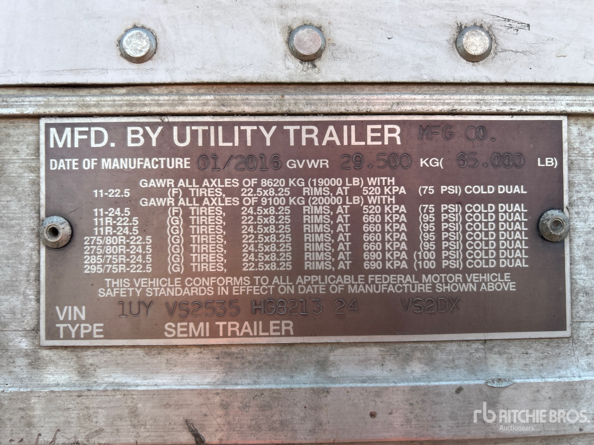 General Appearance with Serial Number / VIN