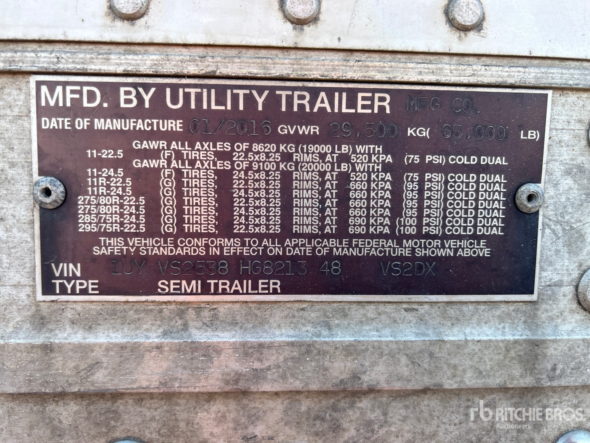 General Appearance with Serial Number / VIN