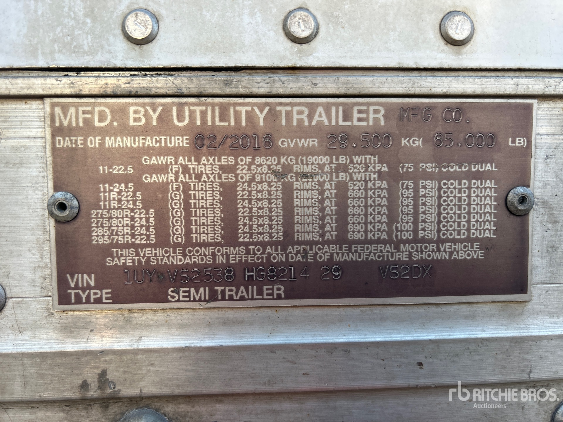 General Appearance with Serial Number / VIN