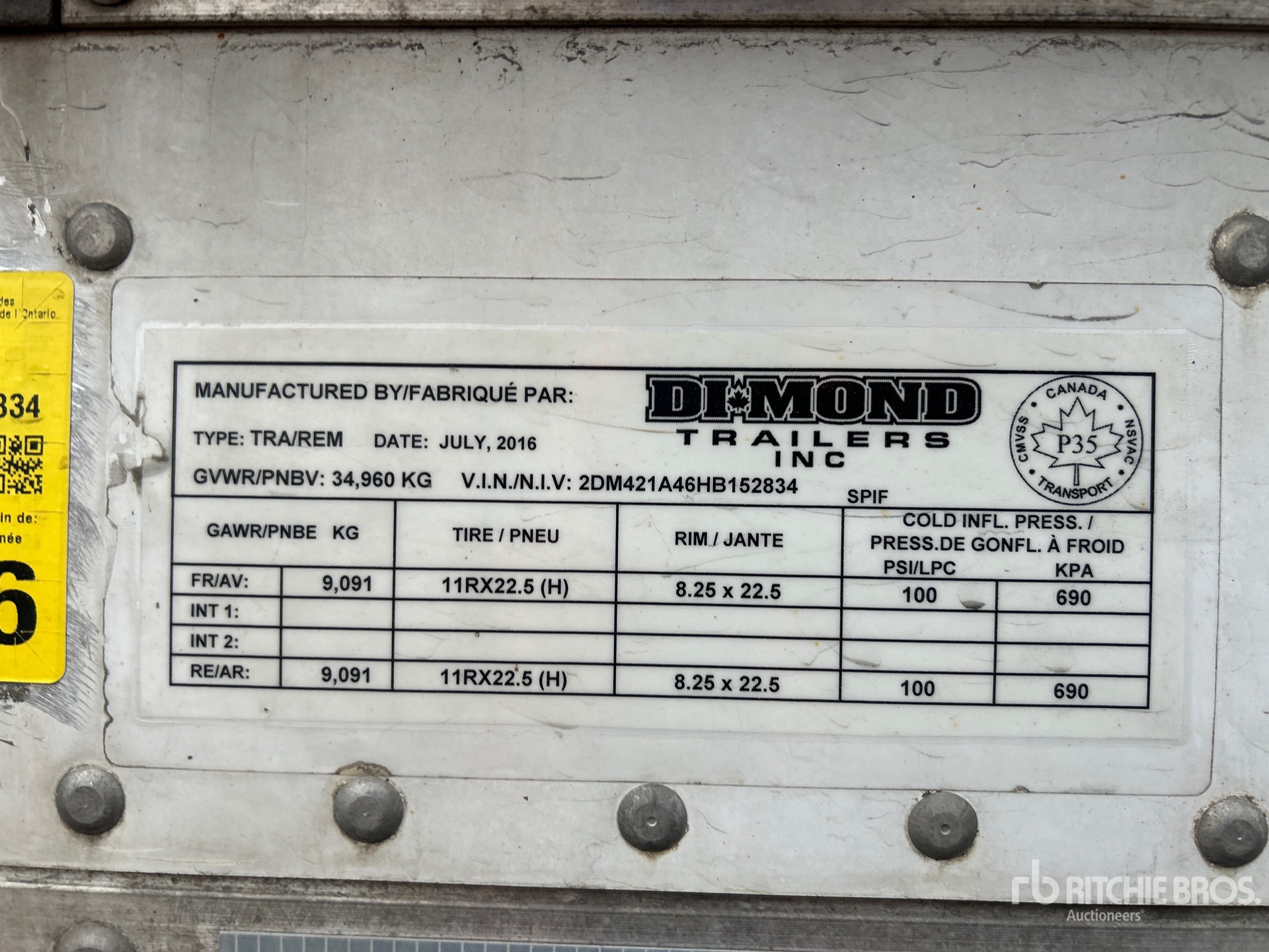 General Appearance with Serial Number / VIN