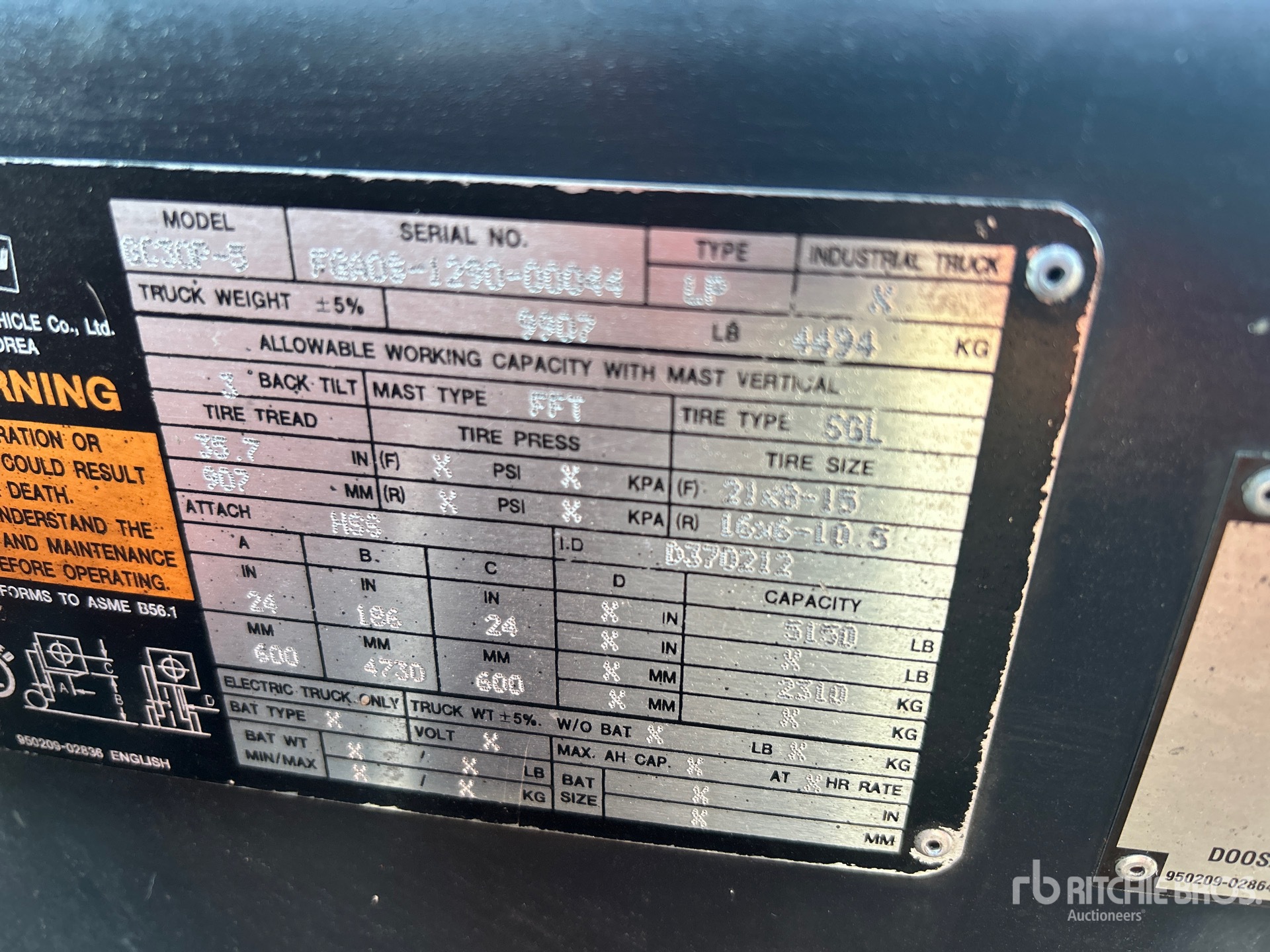 General Appearance with Serial Number / VIN