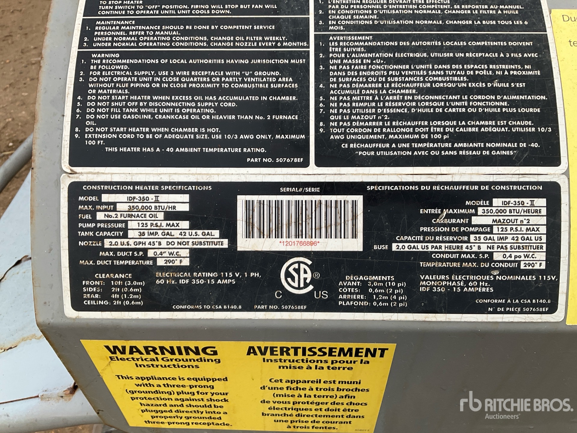 General Appearance with Serial Number / VIN