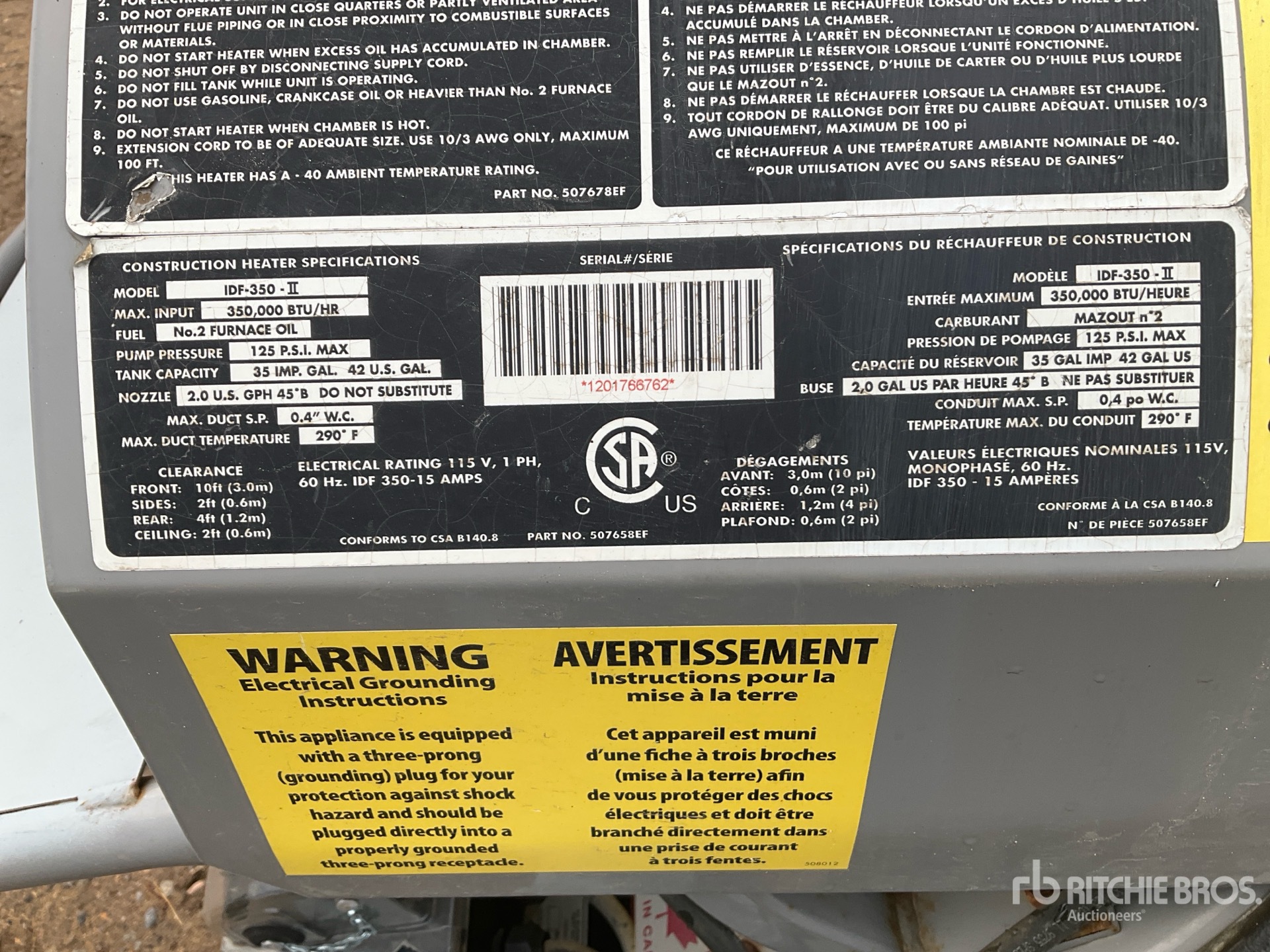 General Appearance with Serial Number / VIN