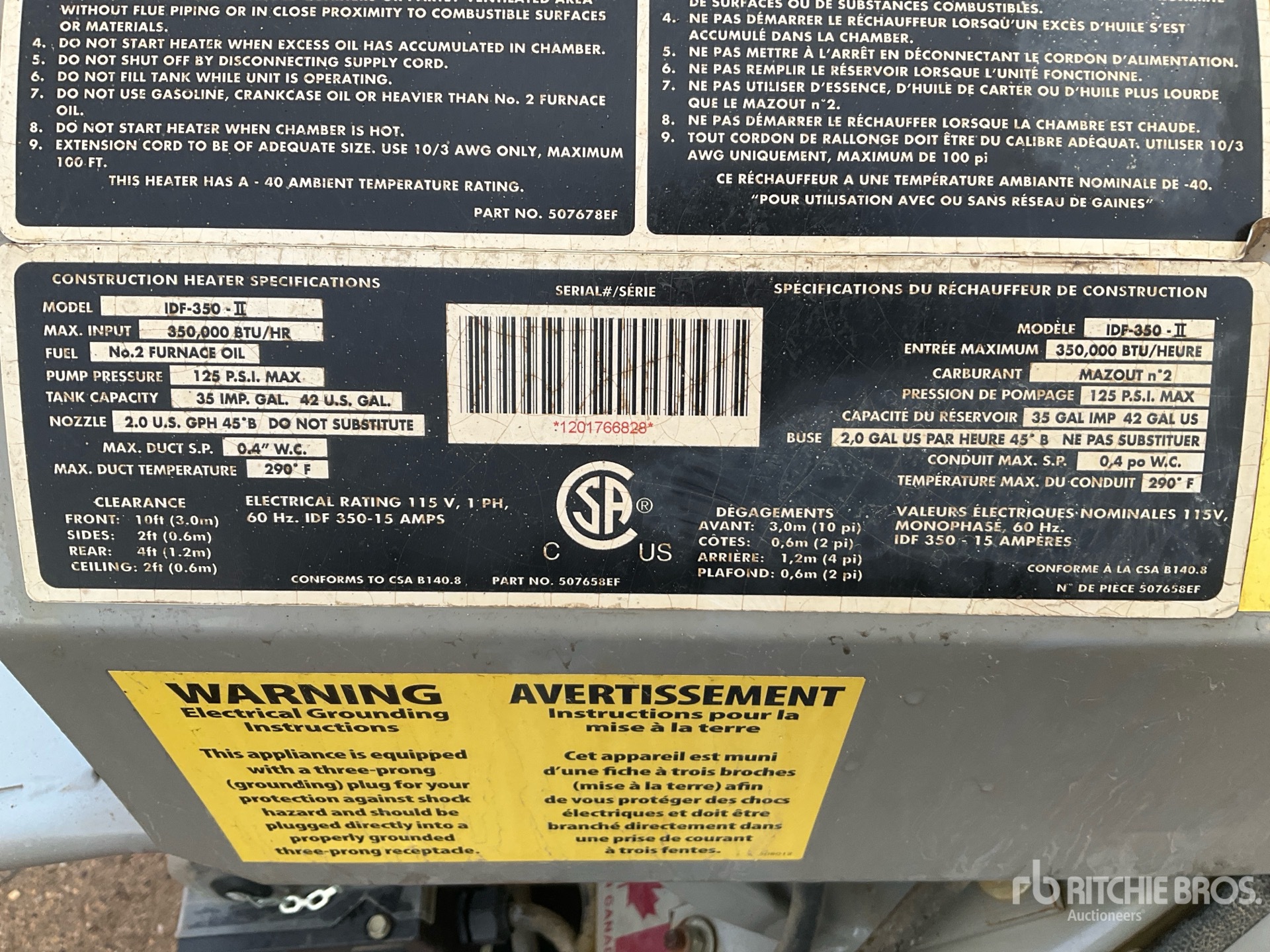 General Appearance with Serial Number / VIN